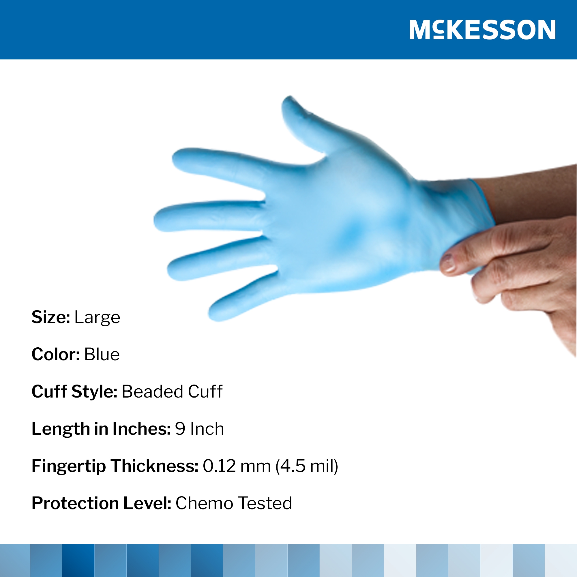 McKesson Confiderm® 4.5C Nitrile Exam Glove, Large, Blue - Image 2