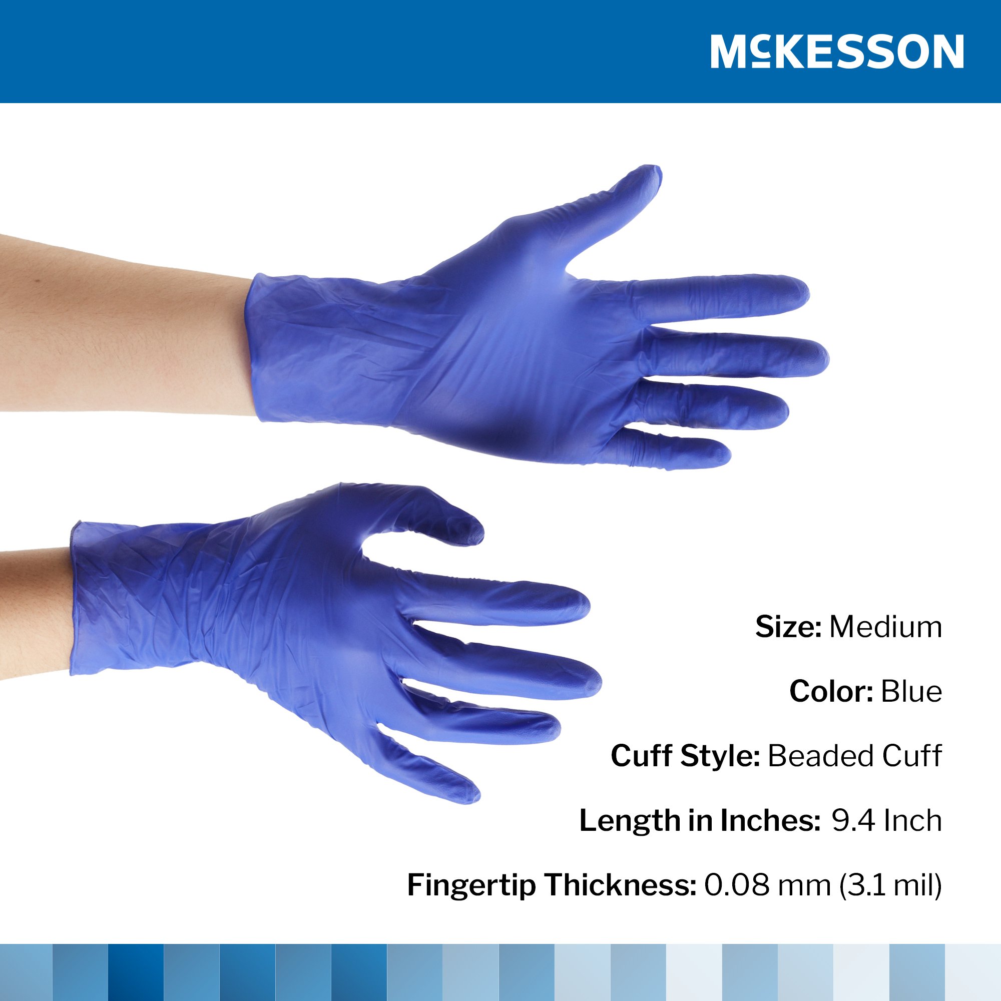 McKesson Confiderm® 4.5C Nitrile Exam Glove, Medium, Blue - Image 2
