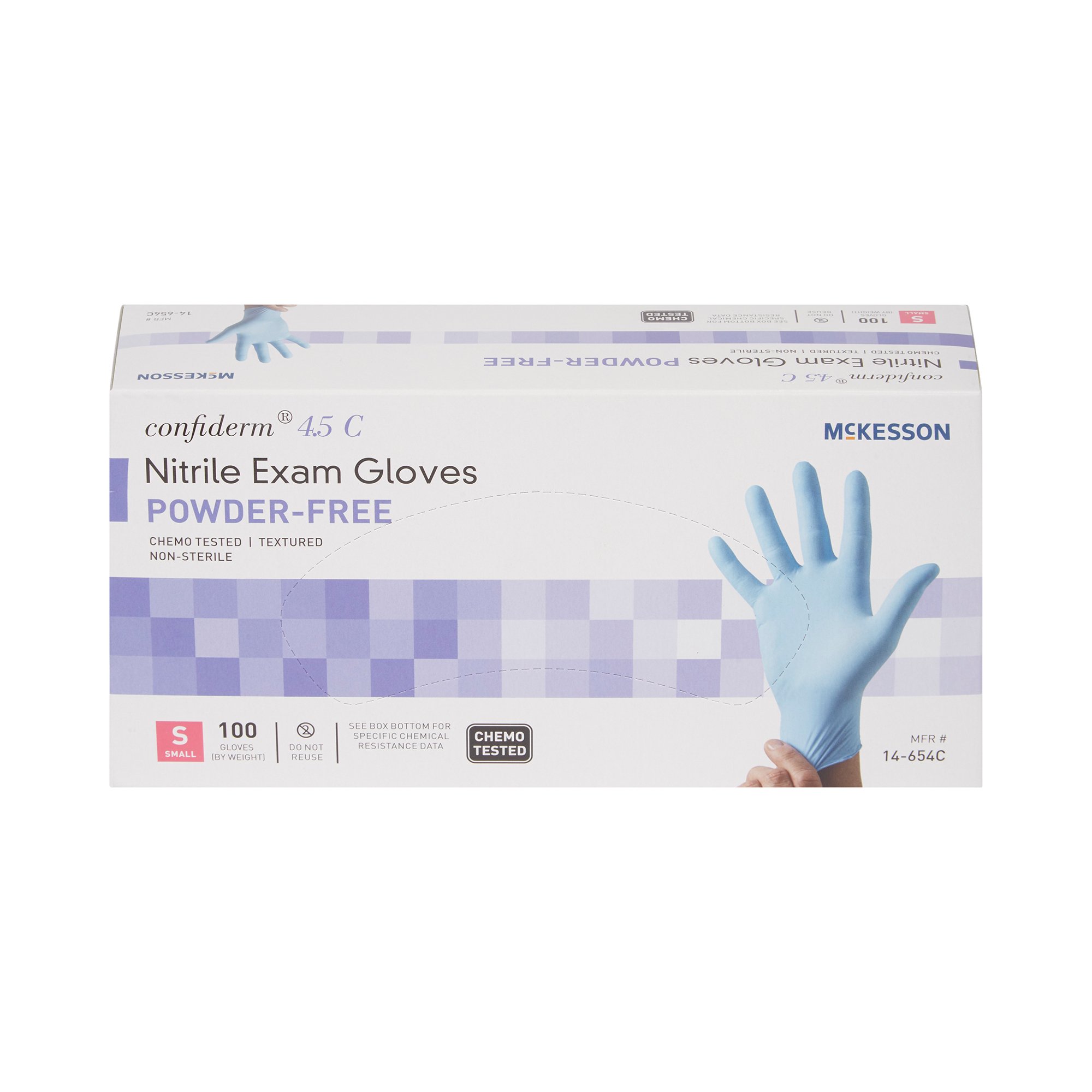 McKesson Confiderm® 4.5C Nitrile Exam Glove, Small, Blue - Image 6