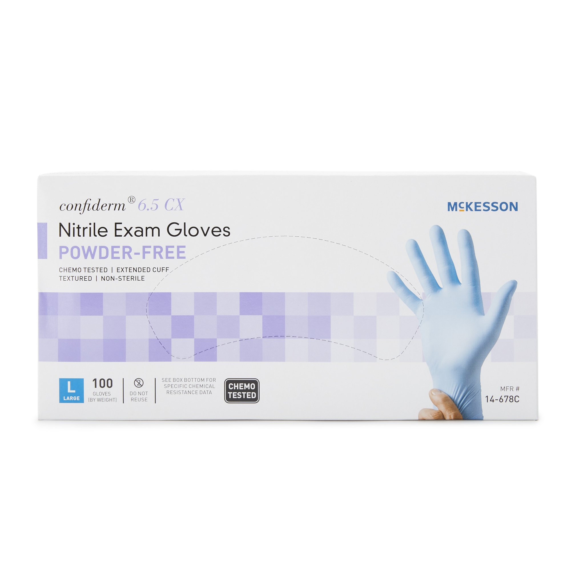 McKesson Confiderm® 6.5CX Nitrile Extended Cuff Length Exam Glove, Large, Blue - Image 5