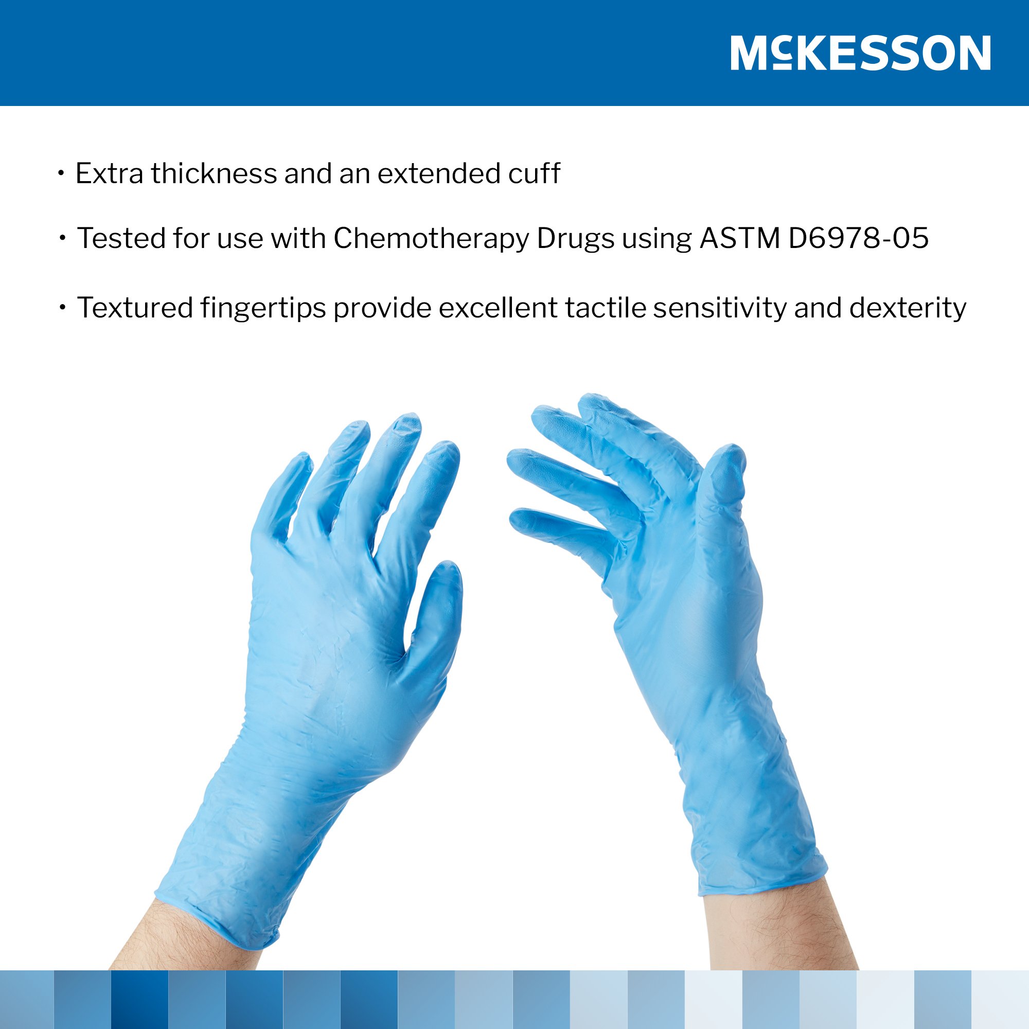 McKesson Confiderm® 6.5CX Nitrile Extended Cuff Length Exam Glove, Large, Blue - Image 4