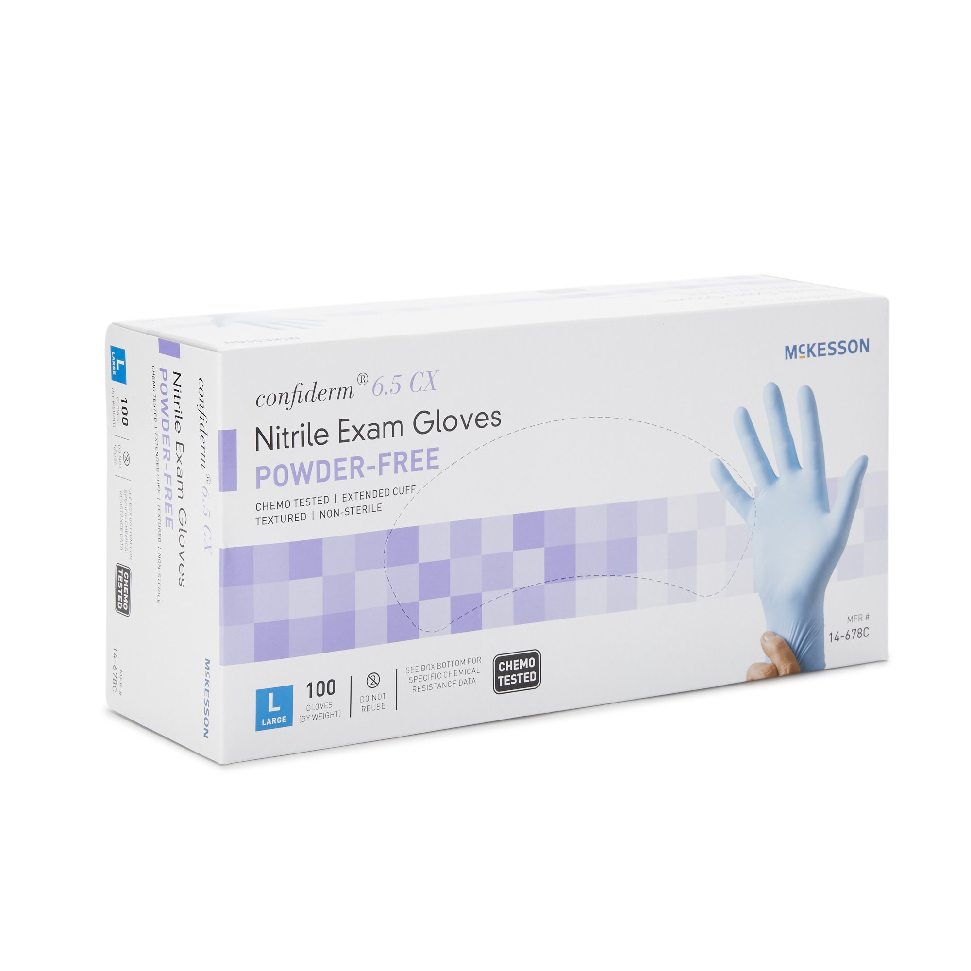 McKesson Confiderm® 6.5CX Nitrile Extended Cuff Length Exam Glove, Large, Blue - Image 6