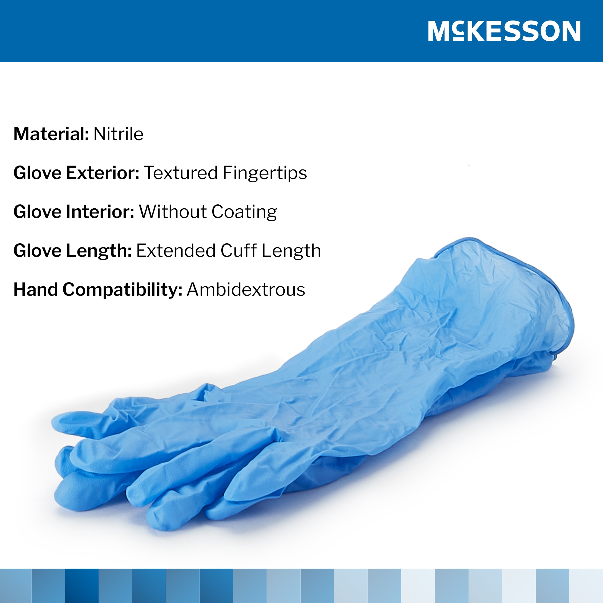 McKesson Confiderm® 6.5CX Nitrile Extended Cuff Length Exam Glove, Medium, Blue - Image 3
