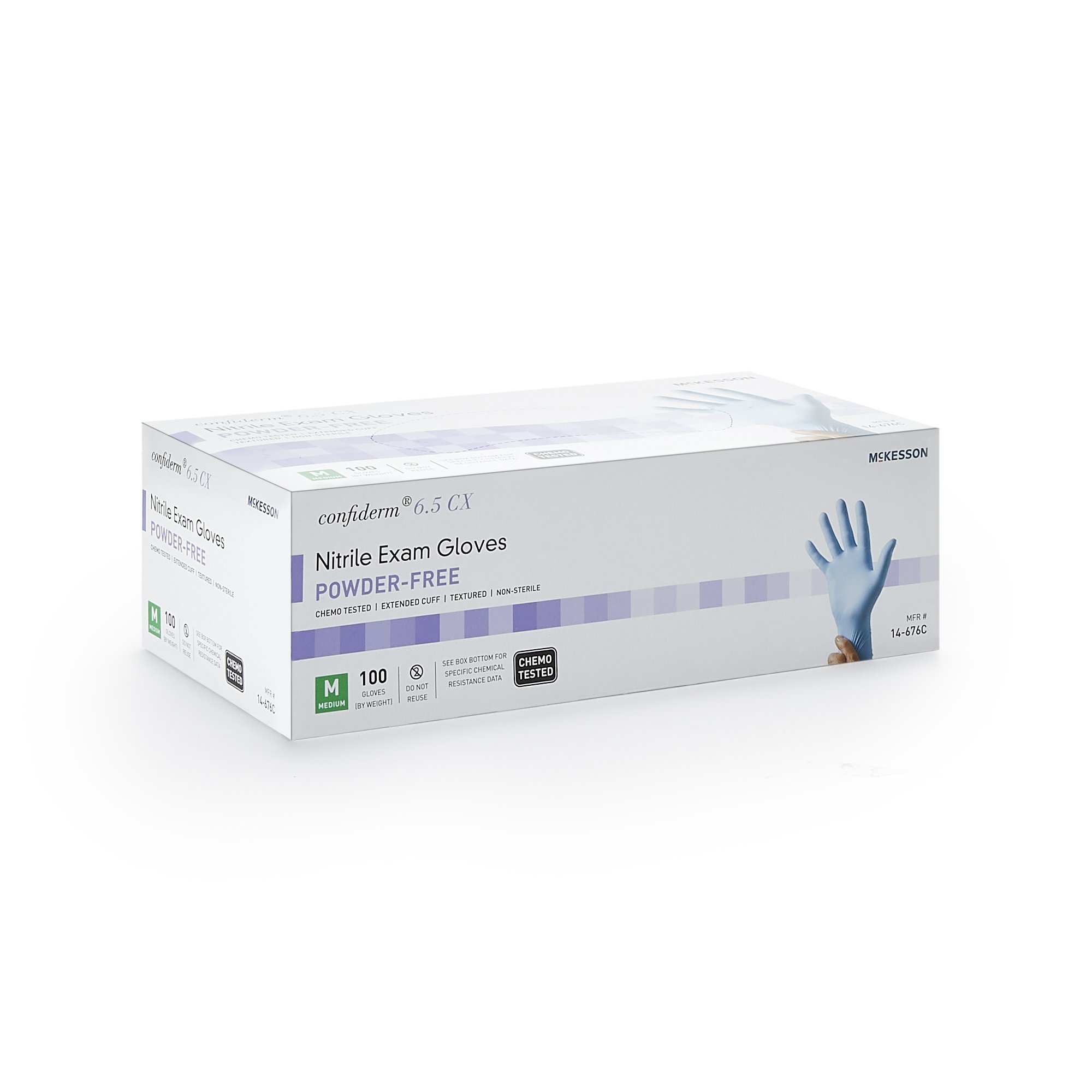 McKesson Confiderm® 6.5CX Nitrile Extended Cuff Length Exam Glove, Medium, Blue - Image 6