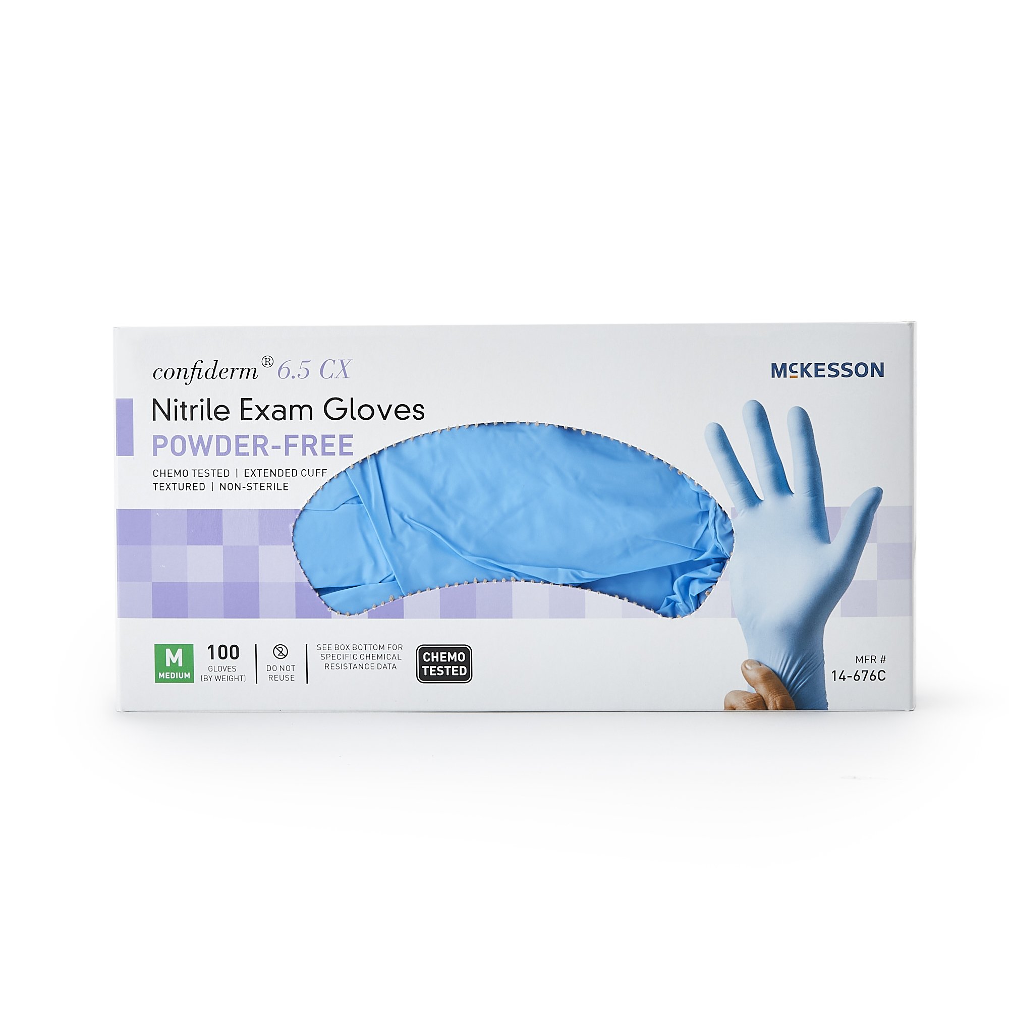 McKesson Confiderm® 6.5CX Nitrile Extended Cuff Length Exam Glove, Medium, Blue - Image 5