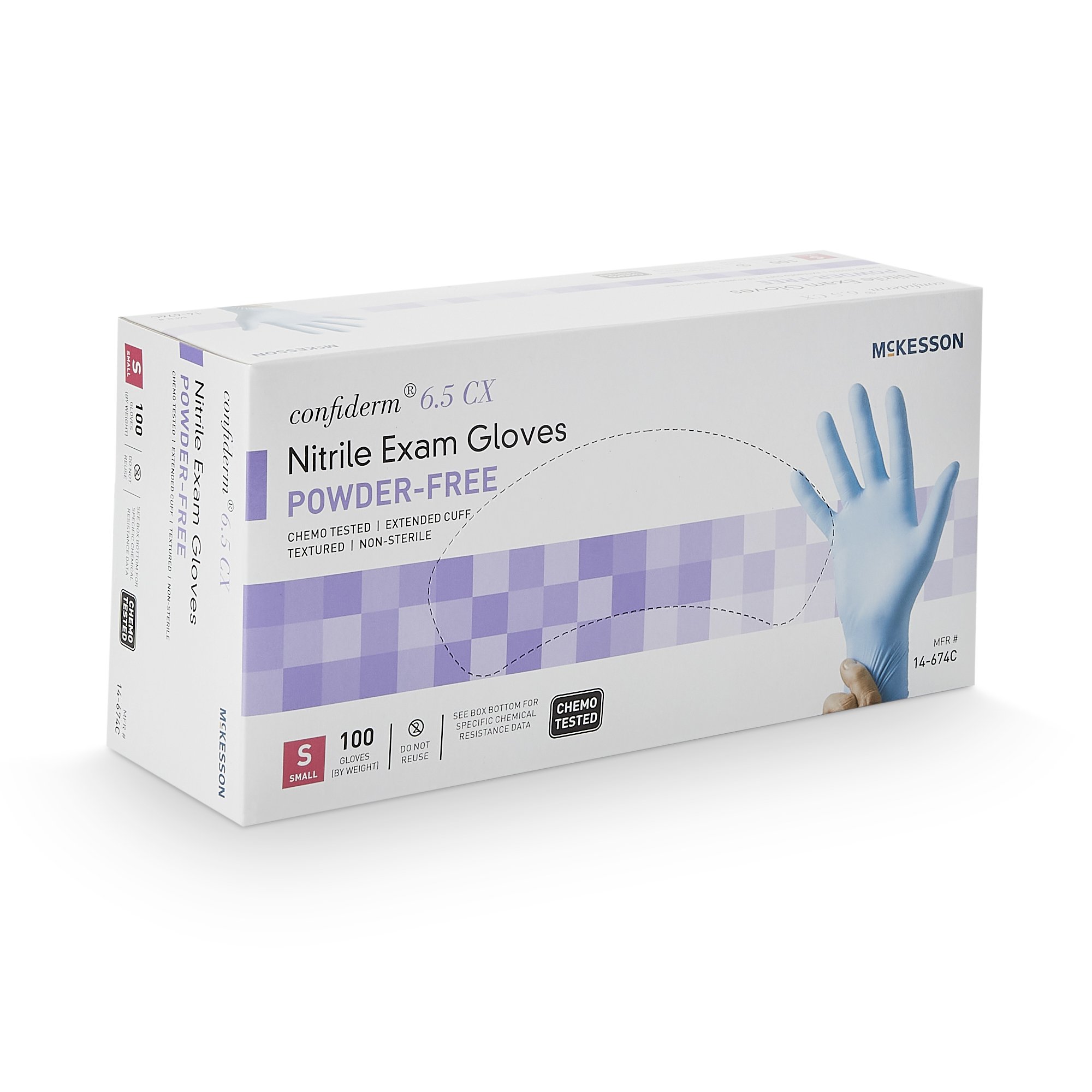 McKesson Confiderm® 6.5CX Nitrile Extended Cuff Length Exam Glove, Small, Blue - Image 6