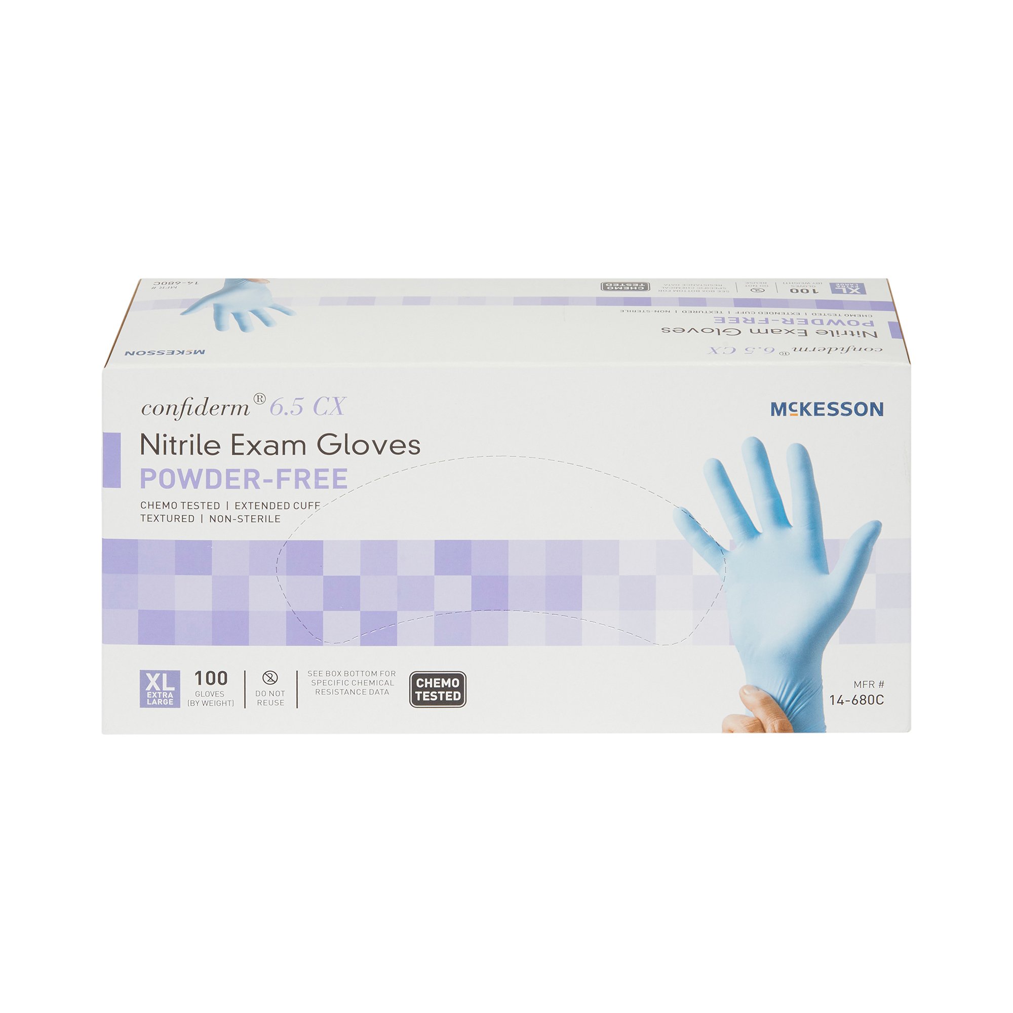 McKesson Confiderm® 6.5CX Nitrile Extended Cuff Length Exam Glove, X-Large, Blue - Image 5