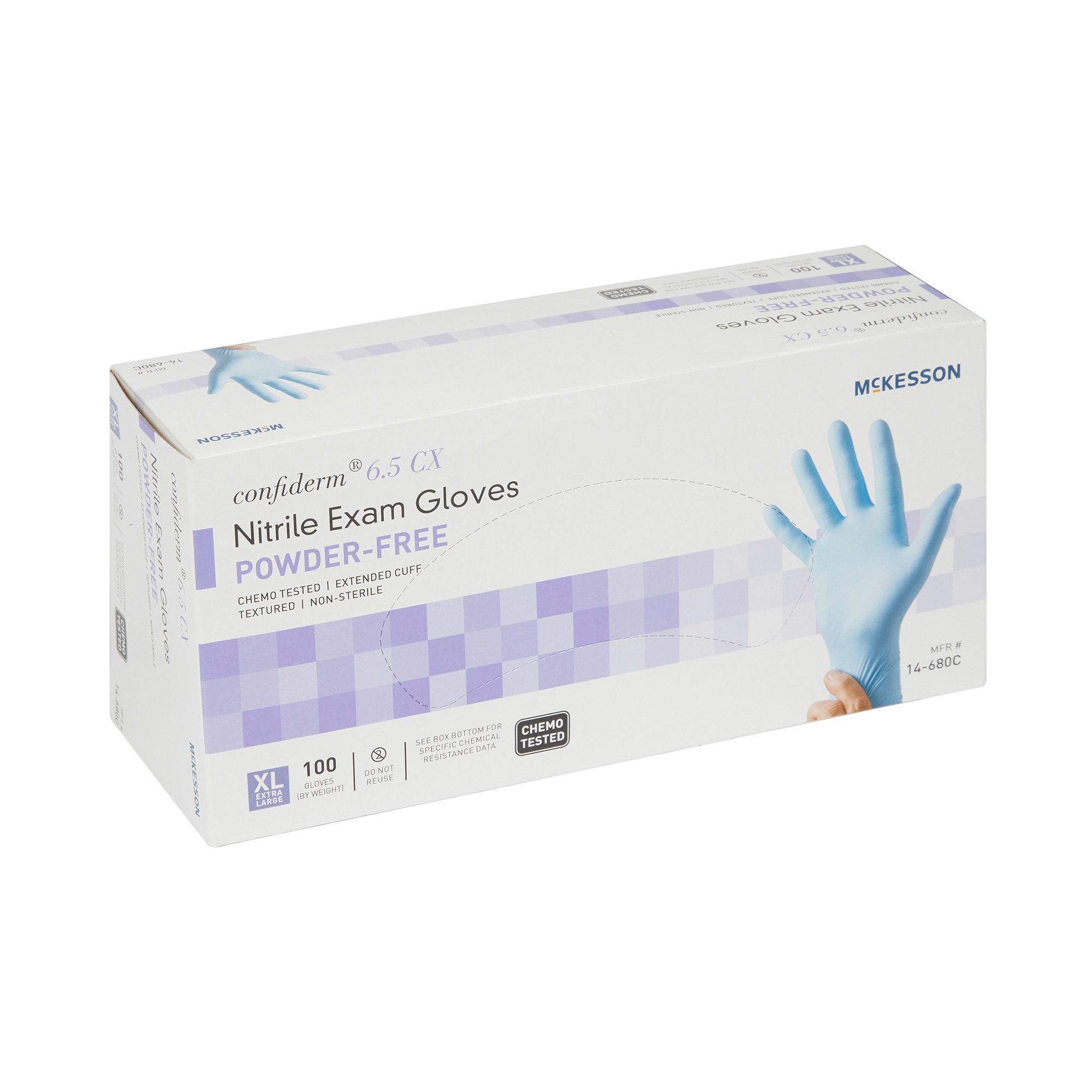 McKesson Confiderm® 6.5CX Nitrile Extended Cuff Length Exam Glove, X-Large, Blue - Image 6