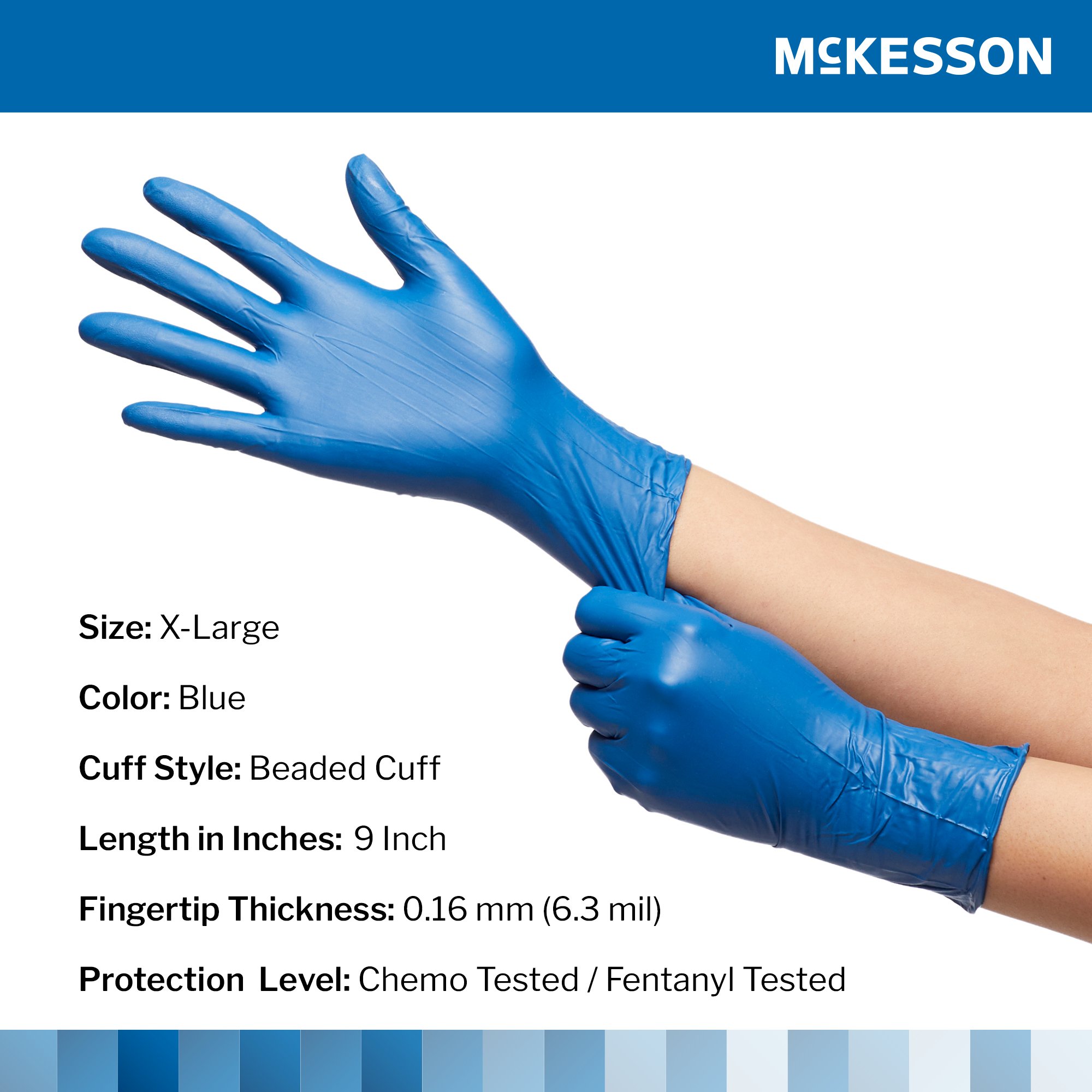 McKesson Confiderm® 6.8C Nitrile Exam Glove, Extra Large, Blue - Image 2