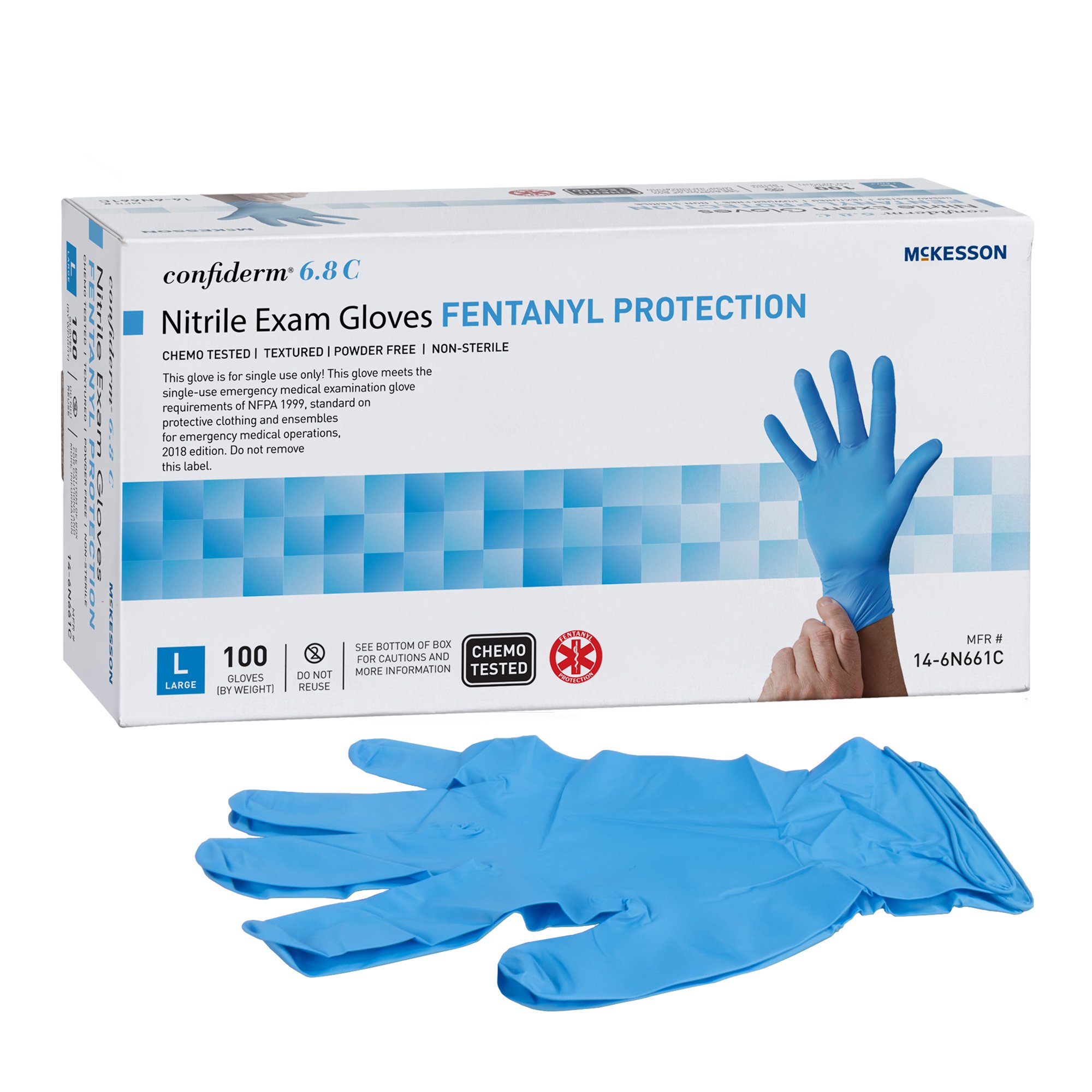 McKesson Confiderm® 6.8C Nitrile Exam Glove, Large, Blue