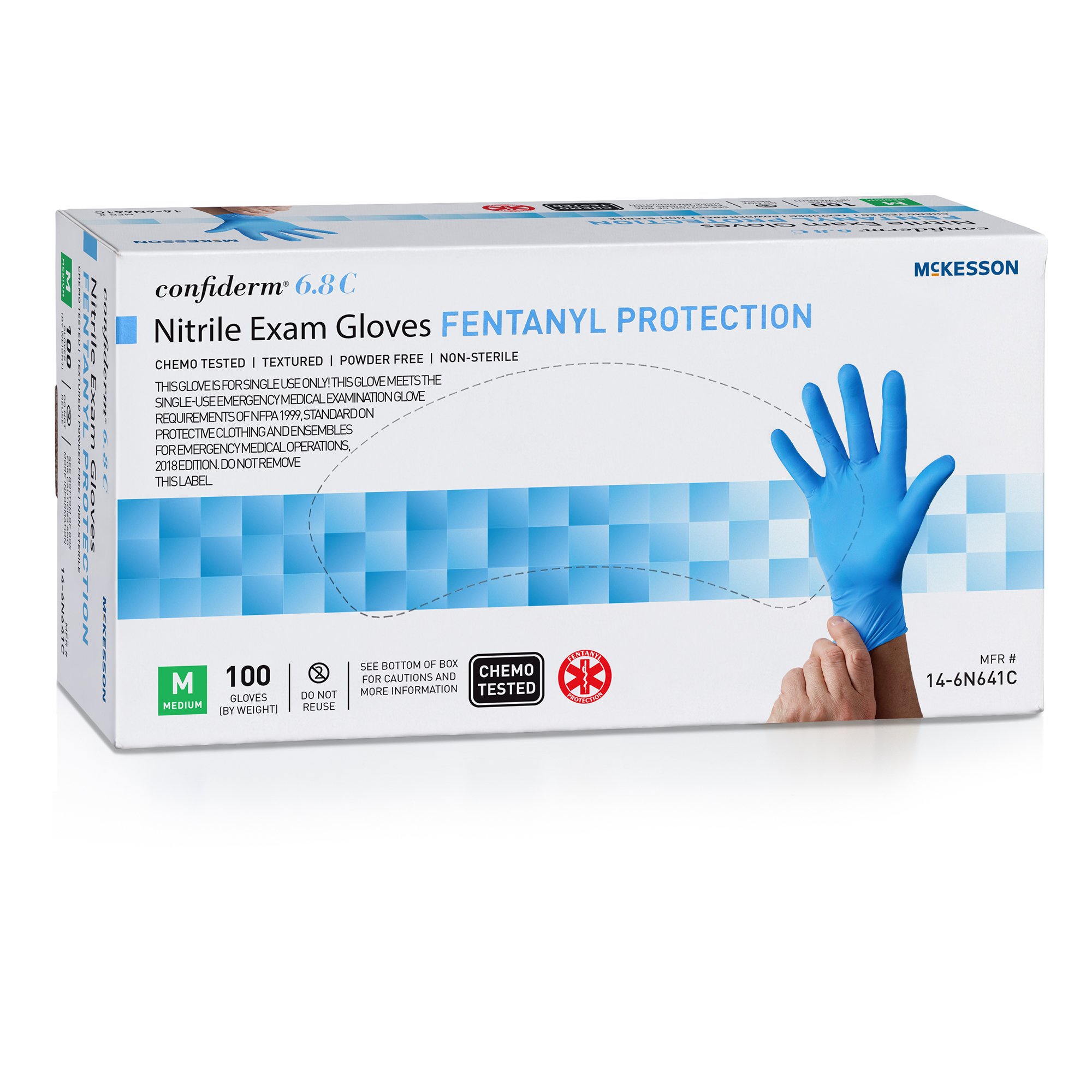 McKesson Confiderm® 6.8C Nitrile Exam Glove, Medium, Blue