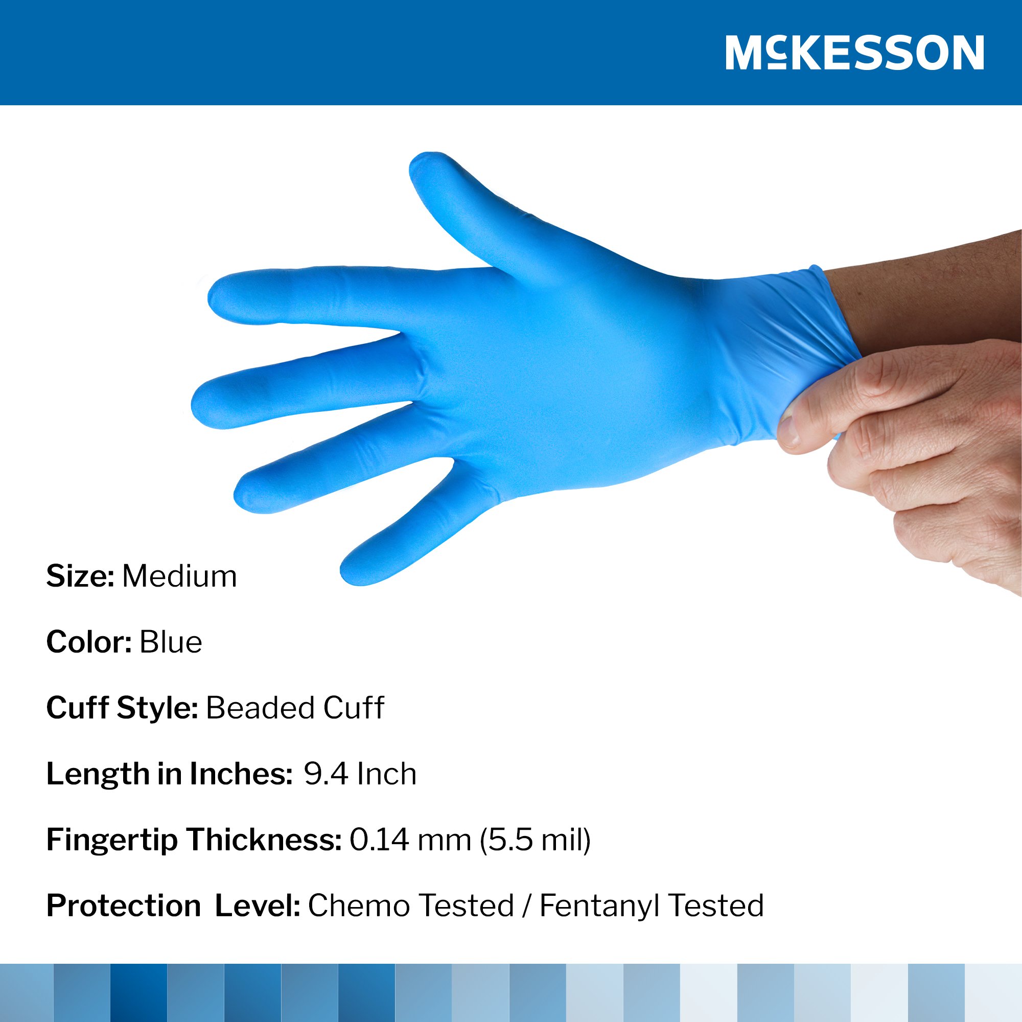 McKesson Confiderm® 6.8C Nitrile Exam Glove, Medium, Blue - Image 2