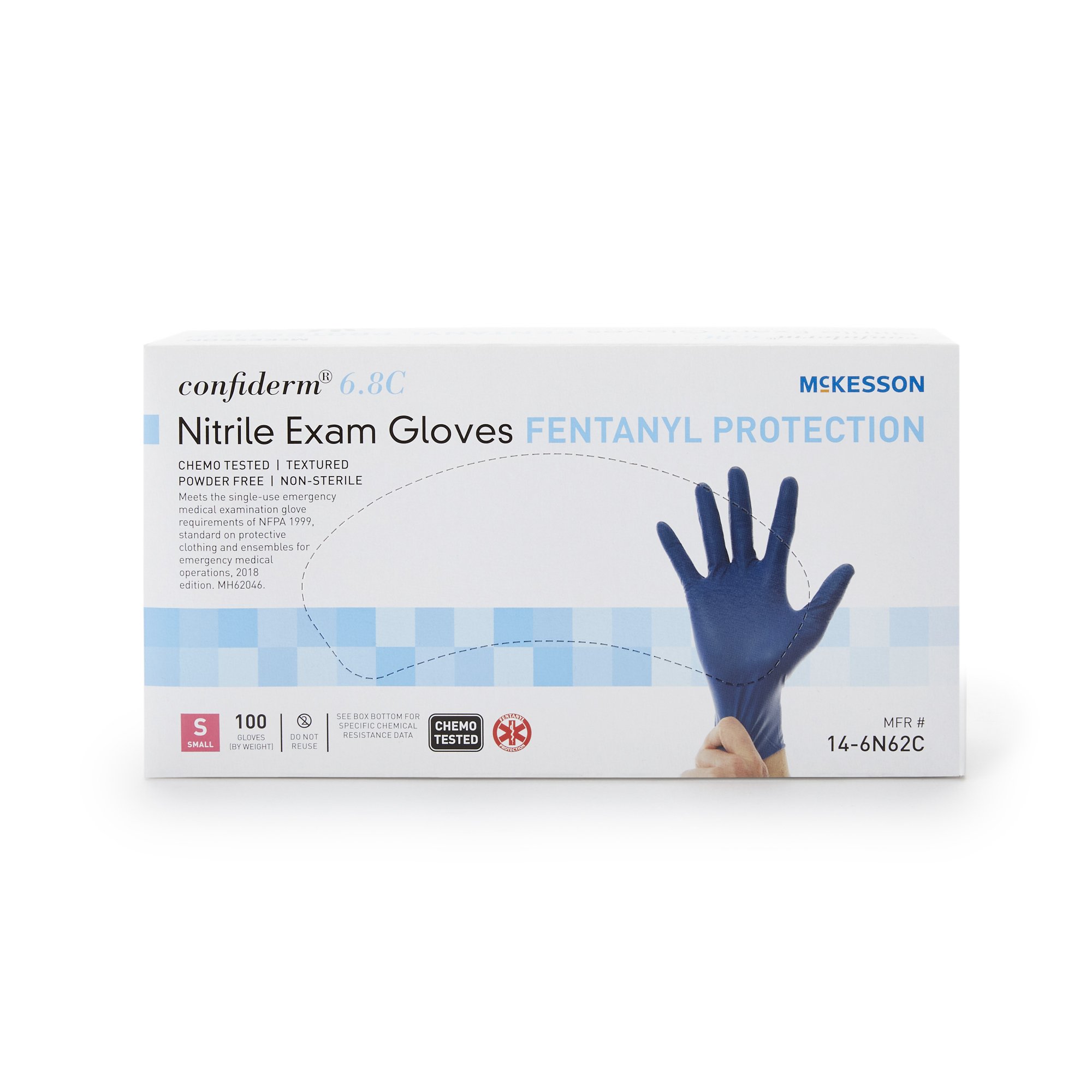 McKesson Confiderm® 6.8C Nitrile Exam Glove, Small, Blue - Image 5