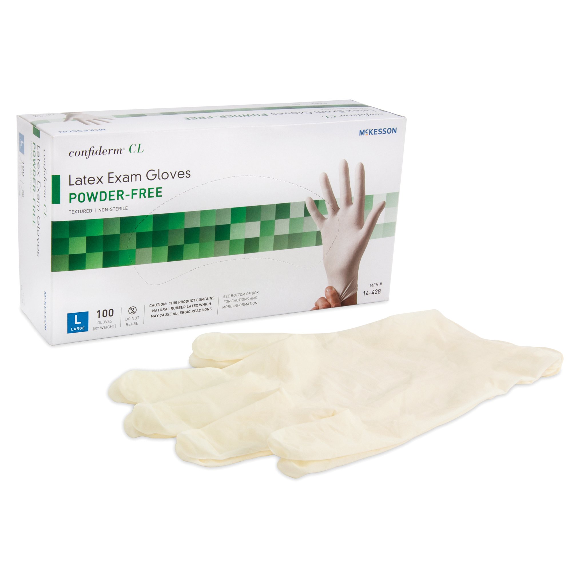 McKesson Confiderm® CL Latex Exam Glove, Large, Ivory