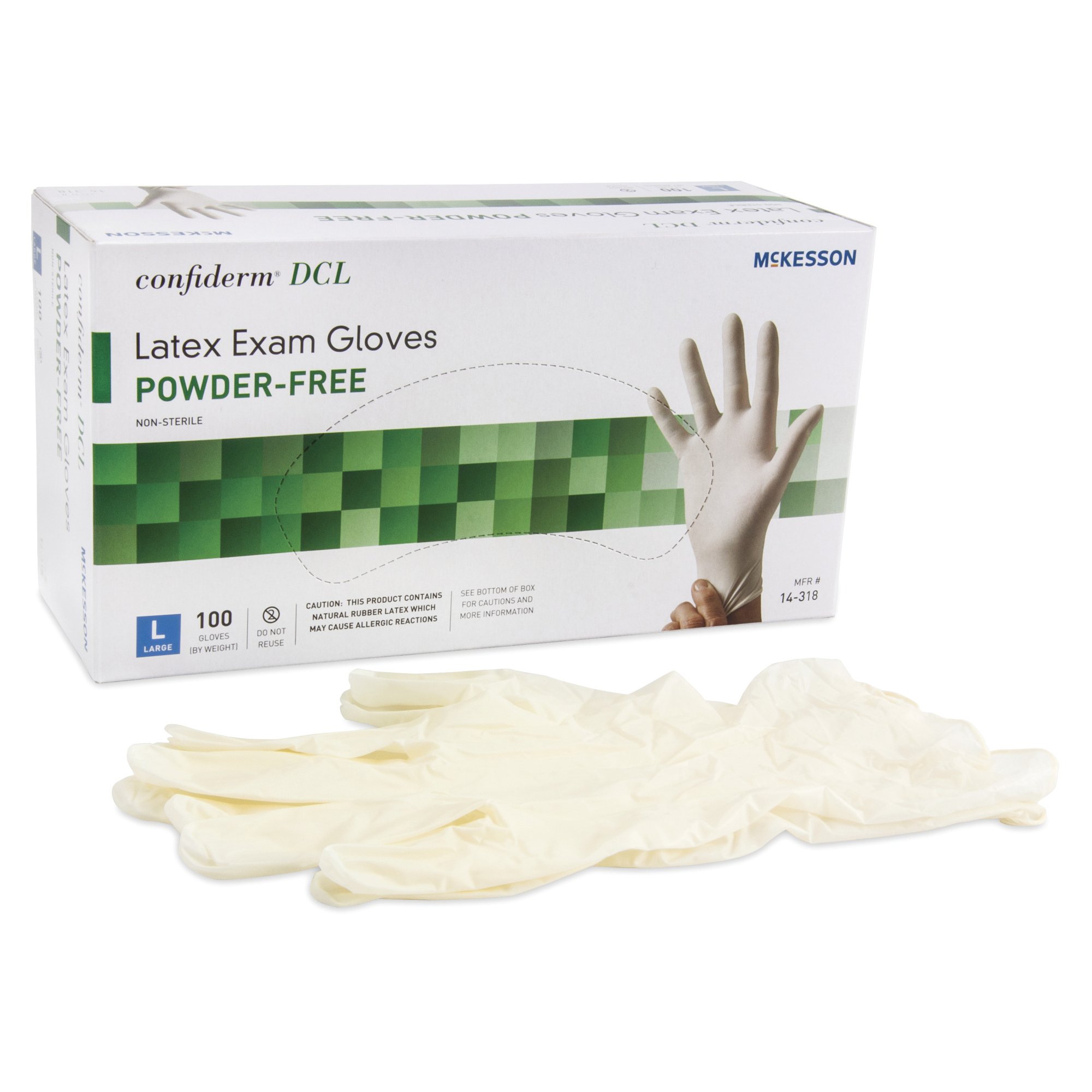 McKesson Confiderm® Latex Exam Glove, Large, Ivory