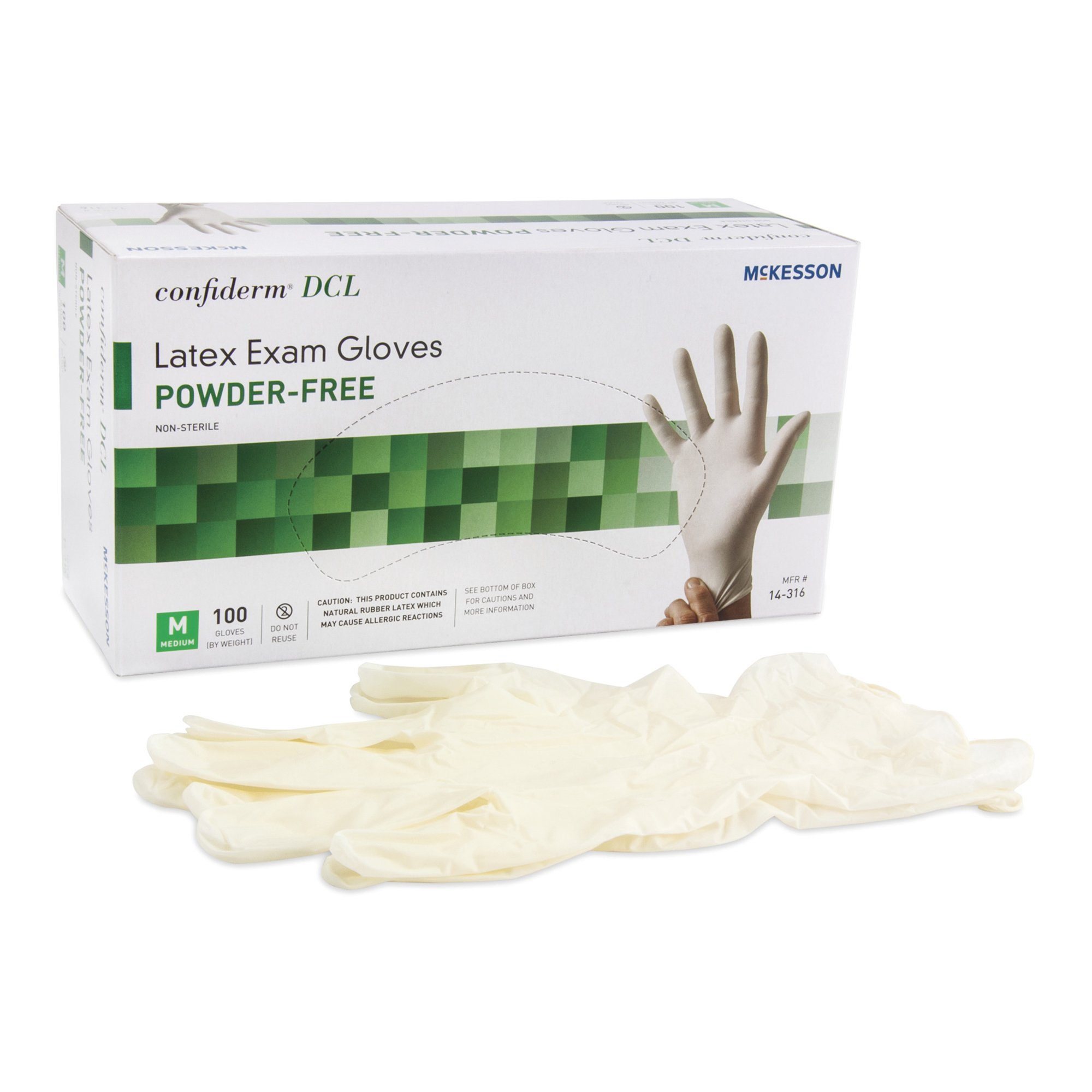 McKesson Confiderm® Latex Exam Glove, Medium, Ivory