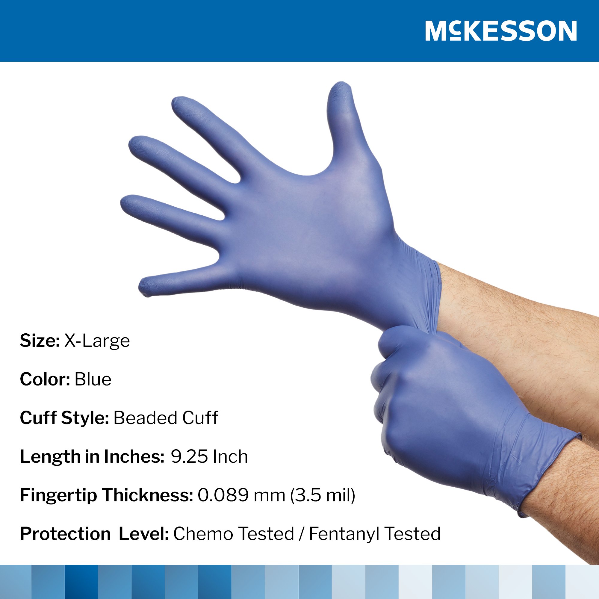 McKesson Confiderm® LDC Exam Glove, Extra Large, Blue - Image 2