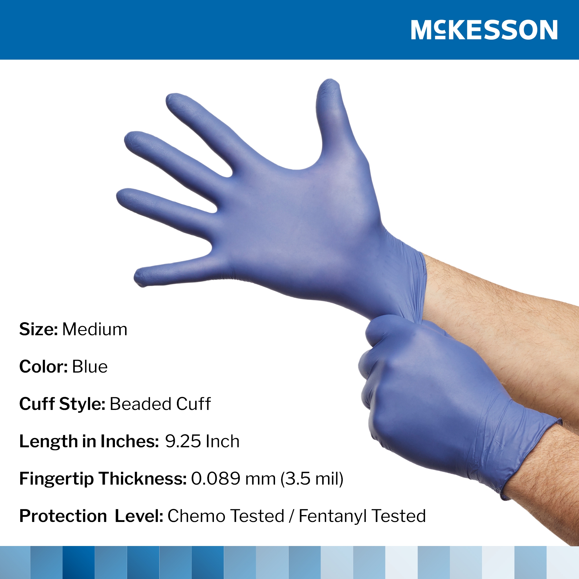 McKesson Confiderm® LDC Exam Glove, Medium, Blue - Image 2
