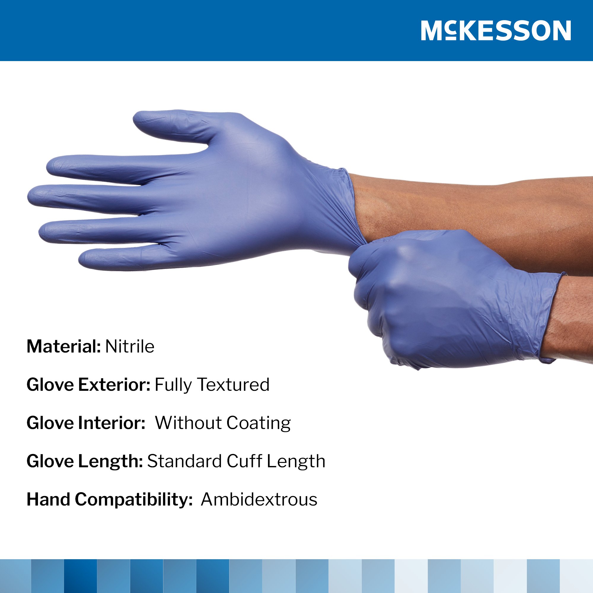 McKesson Confiderm® LDC Exam Glove, Medium, Blue - Image 3