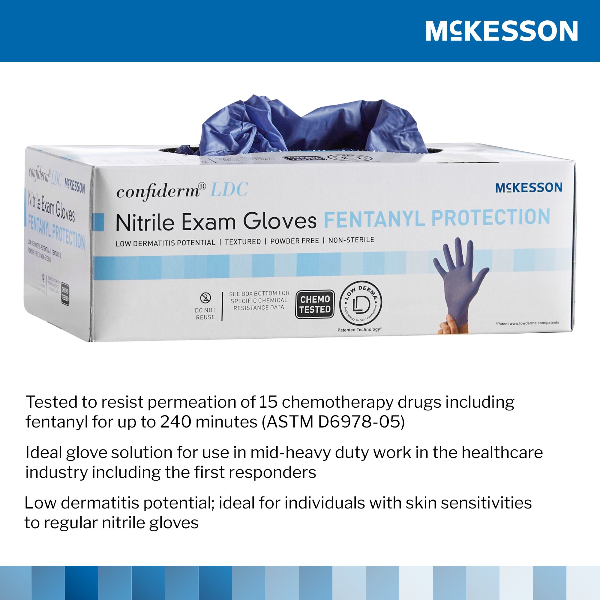 McKesson Confiderm® LDC Exam Glove, Medium, Blue - Image 4