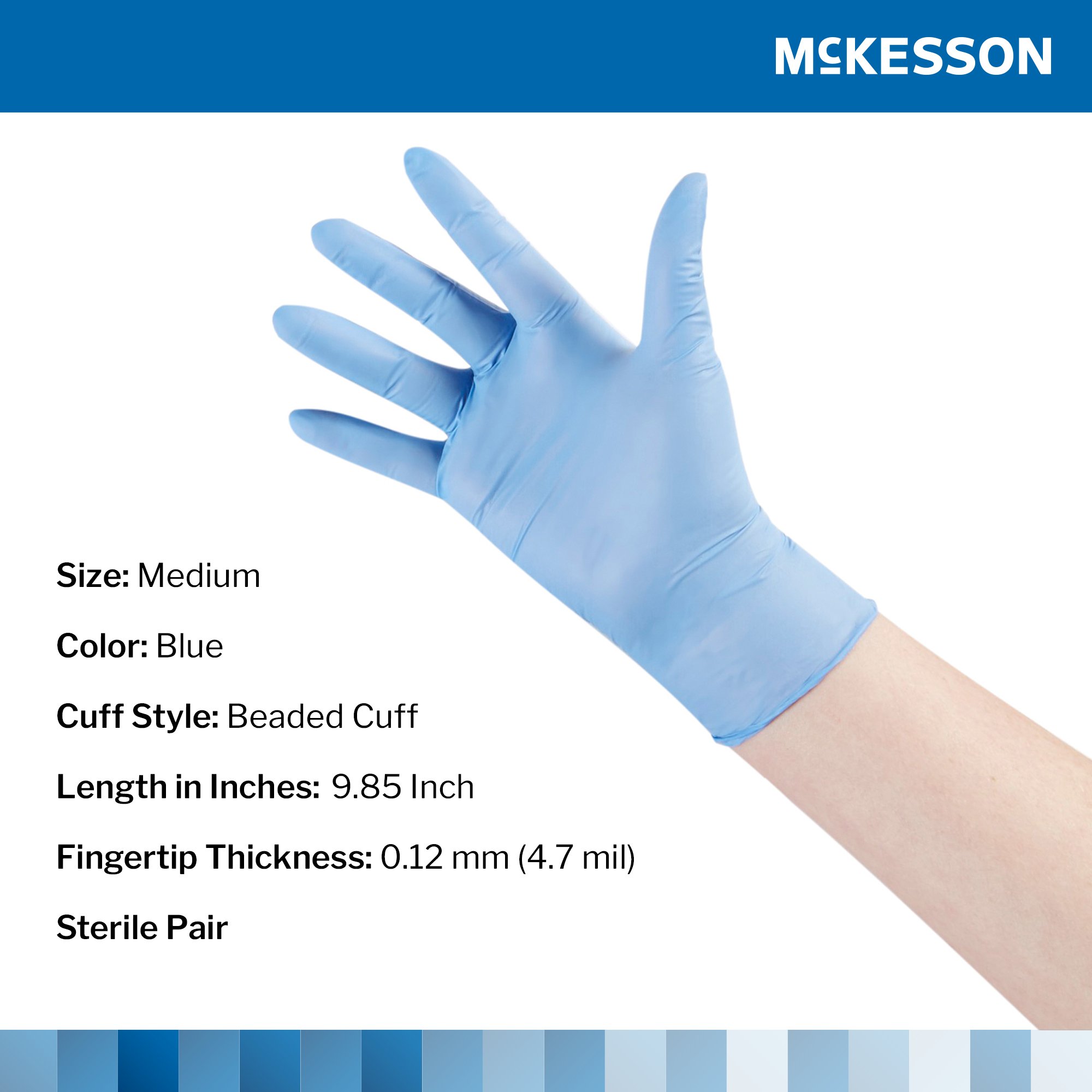 McKesson Confiderm® STR Nitrile Exam Glove, Medium, Blue - Image 2