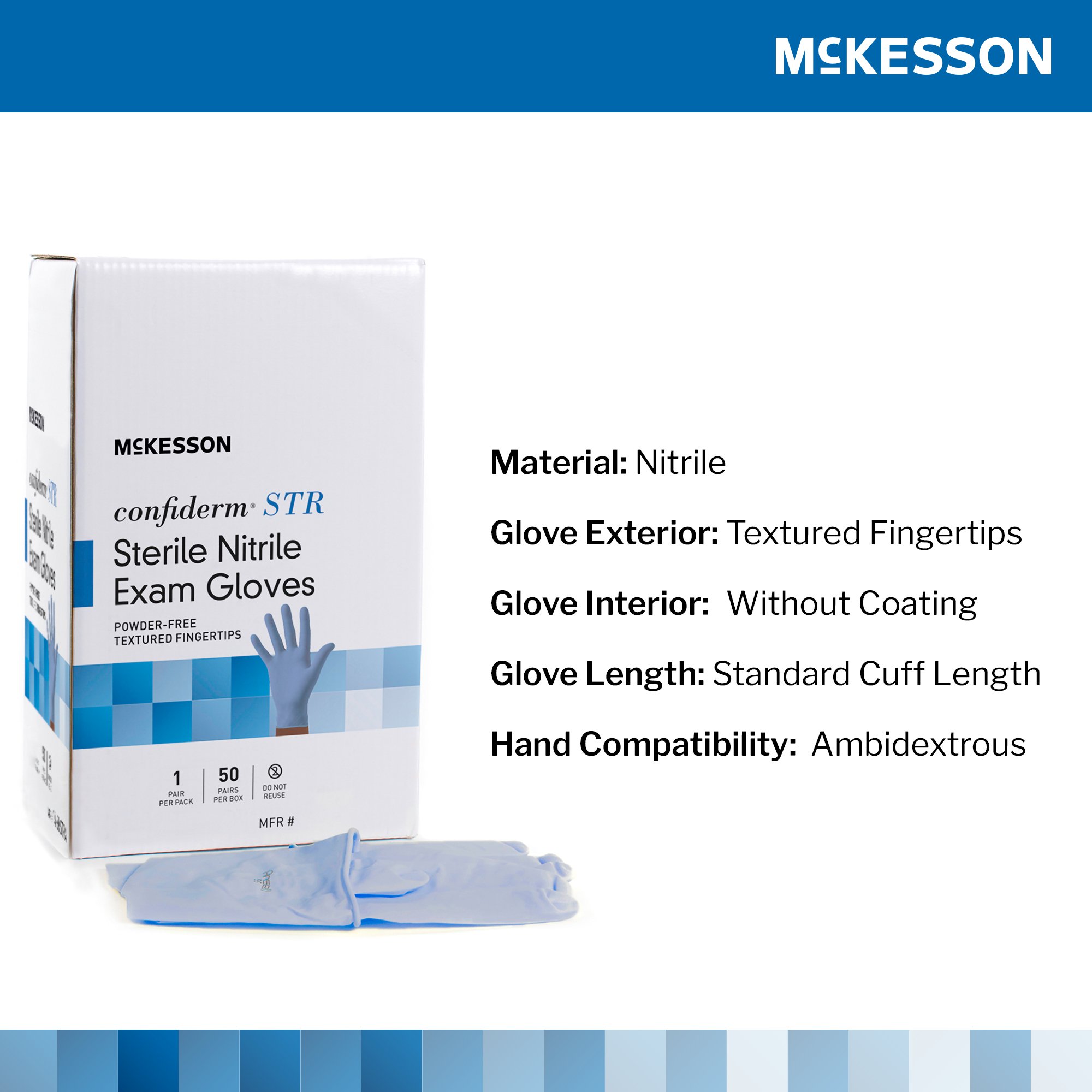 McKesson Confiderm® STR Nitrile Exam Glove, Medium, Blue - Image 3