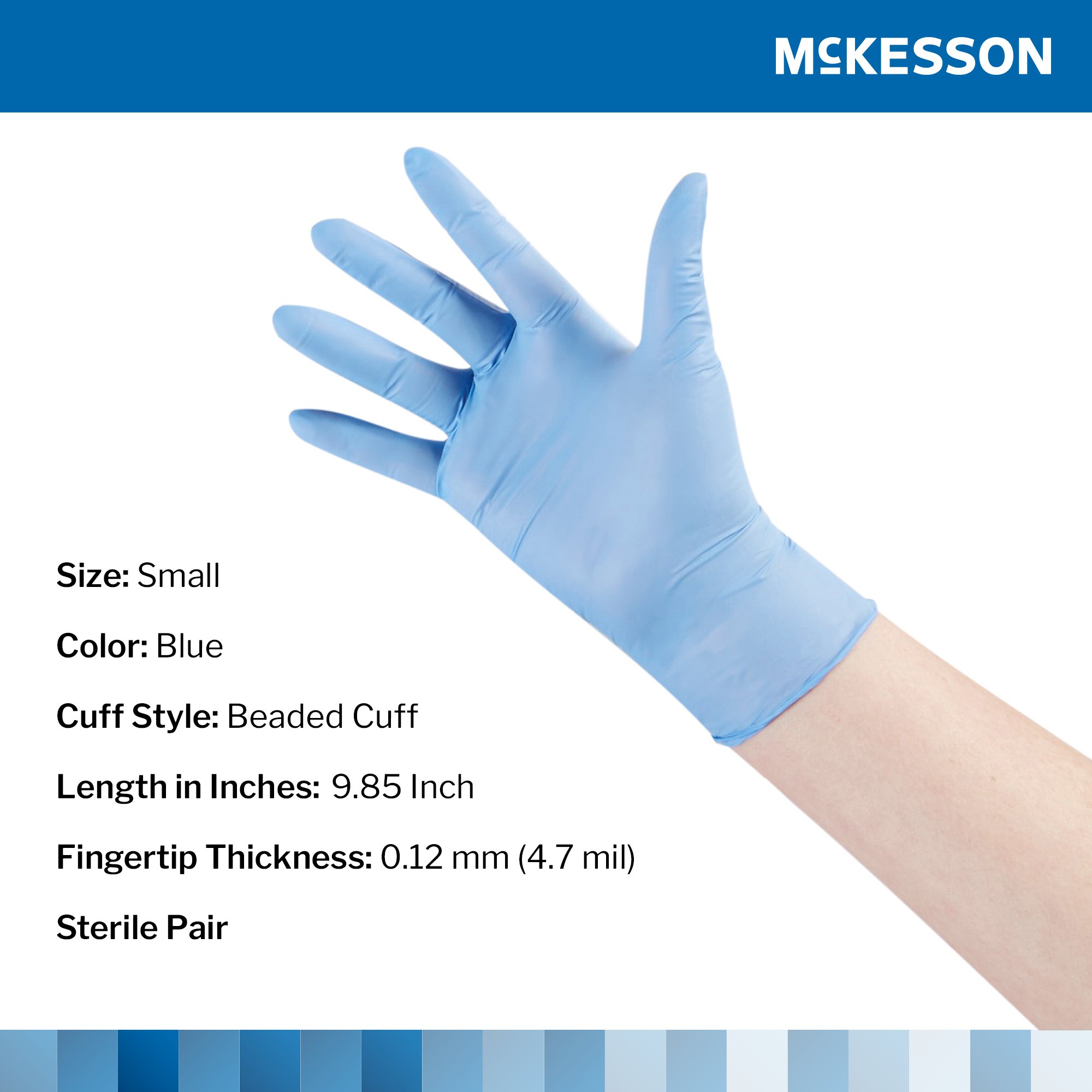 McKesson Confiderm® STR Nitrile Exam Glove, Small, Blue - Image 2