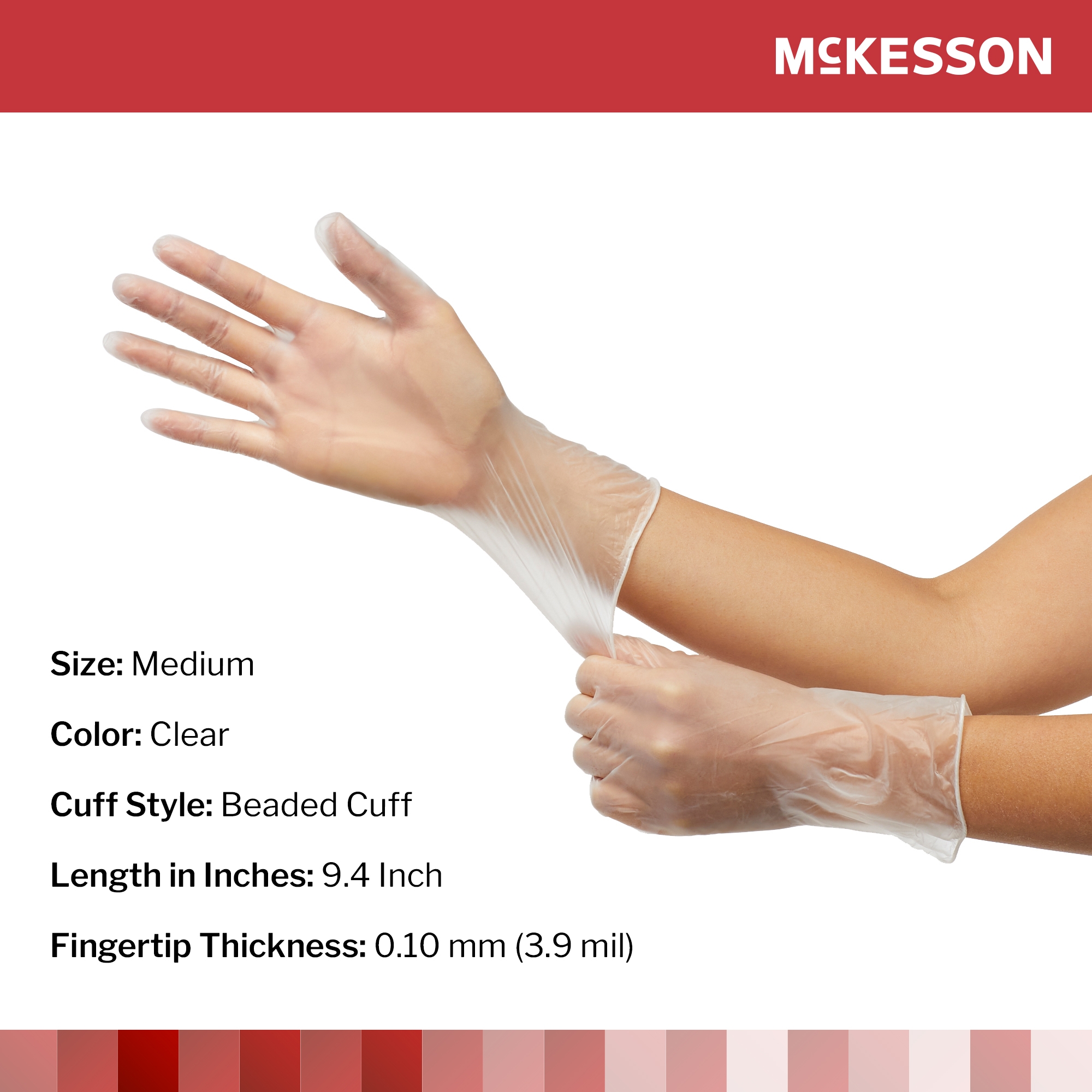 McKesson Confiderm® Vinyl Exam Glove, Medium, Clear - Image 2