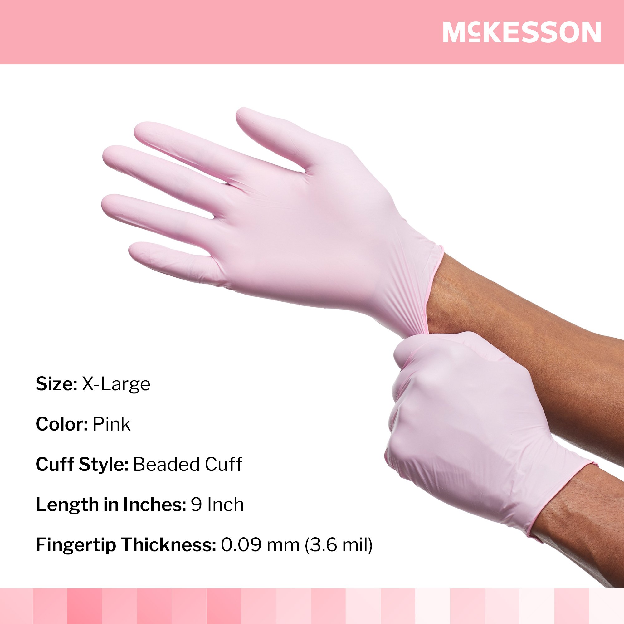 McKesson Pink Nitrile® Nitrile Exam Glove, Extra Large, Pink - Image 2