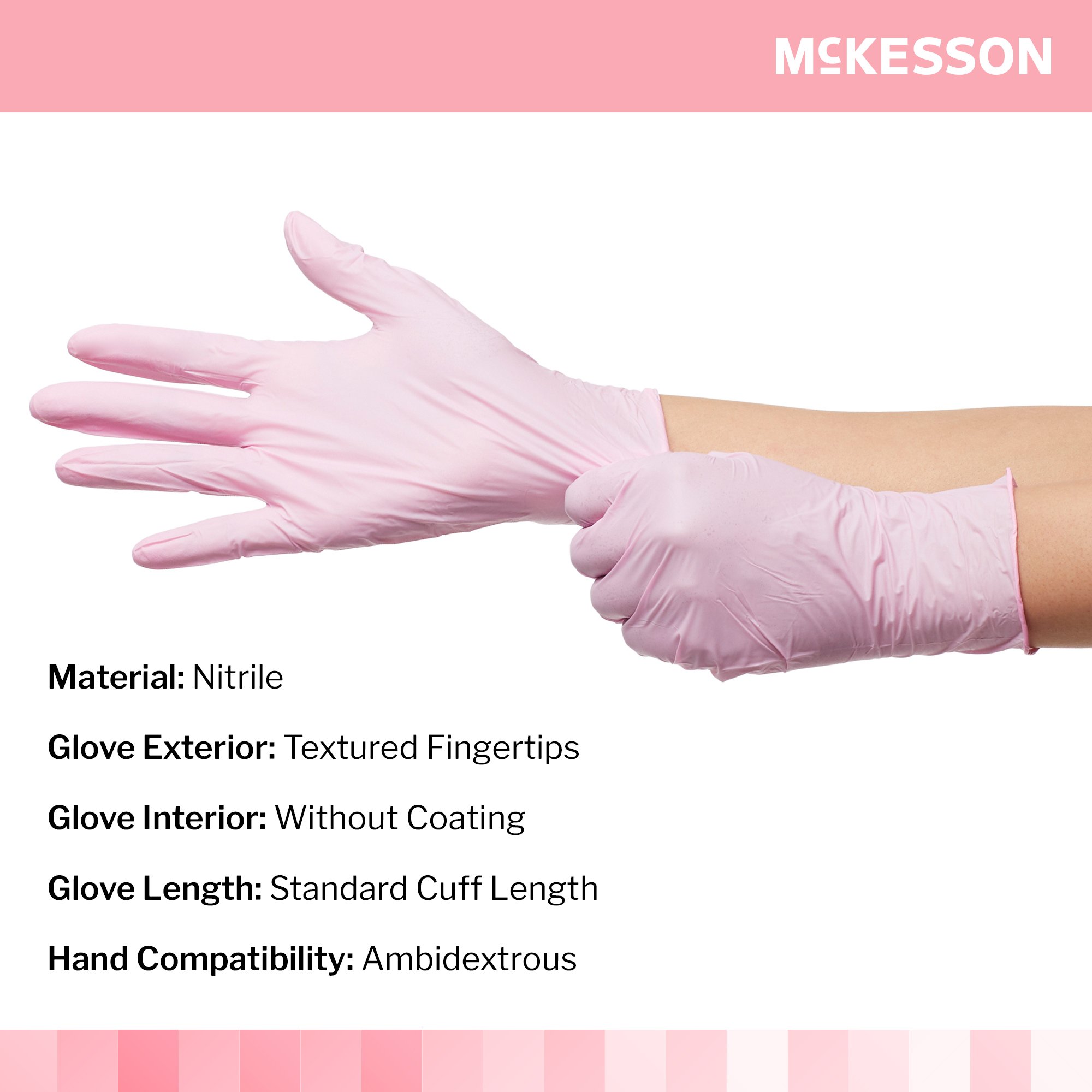 McKesson Pink Nitrile® Nitrile Exam Glove, Large, Pink - Image 3