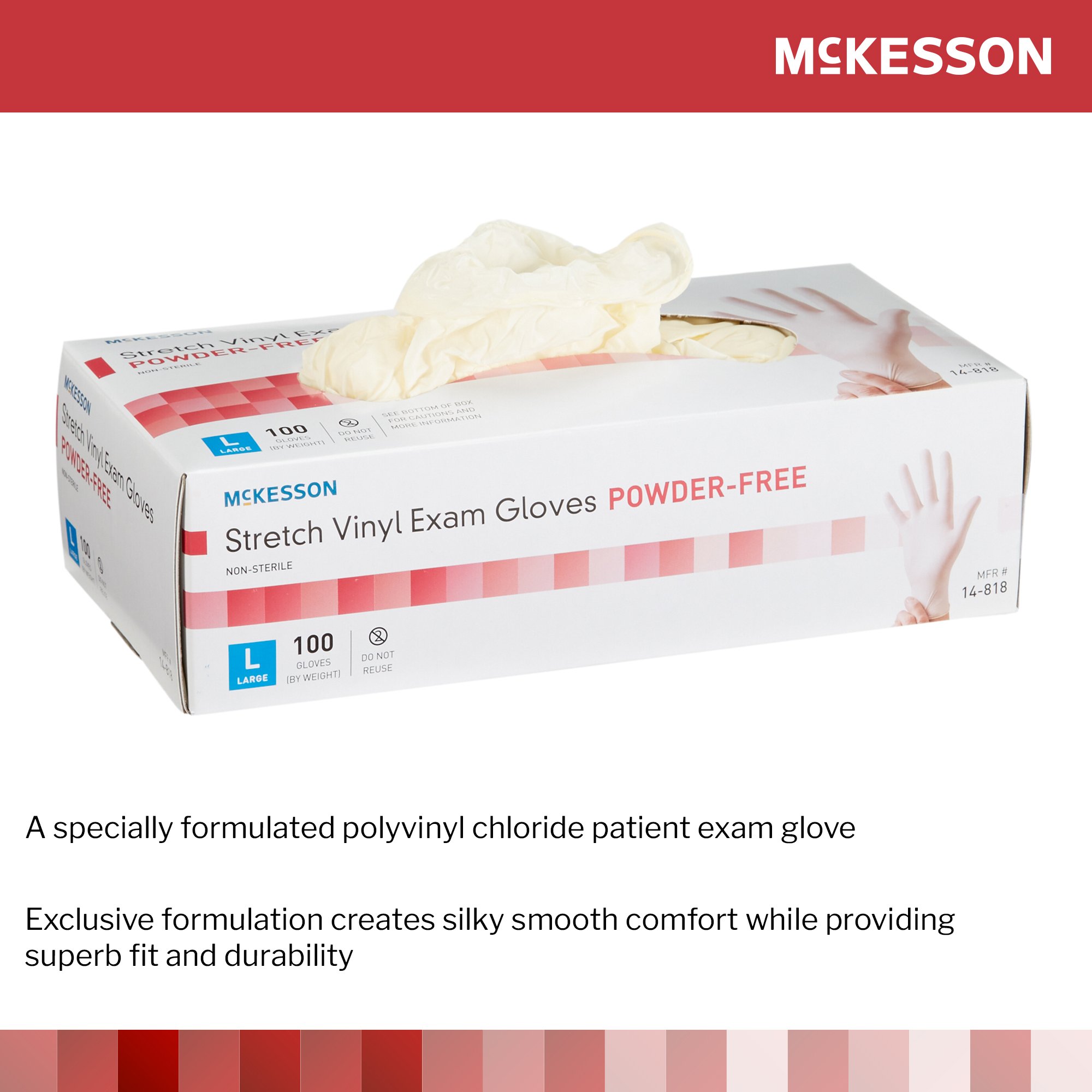 McKesson Stretch Vinyl Exam Glove, Large, Ivory - Image 4