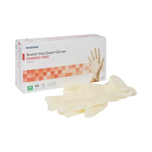 McKesson Stretch Vinyl Exam Glove, Medium, Ivory