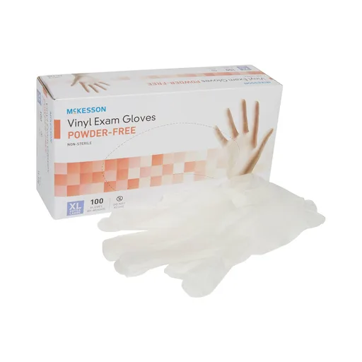 McKesson Vinyl Exam Glove, Extra Large, Clear