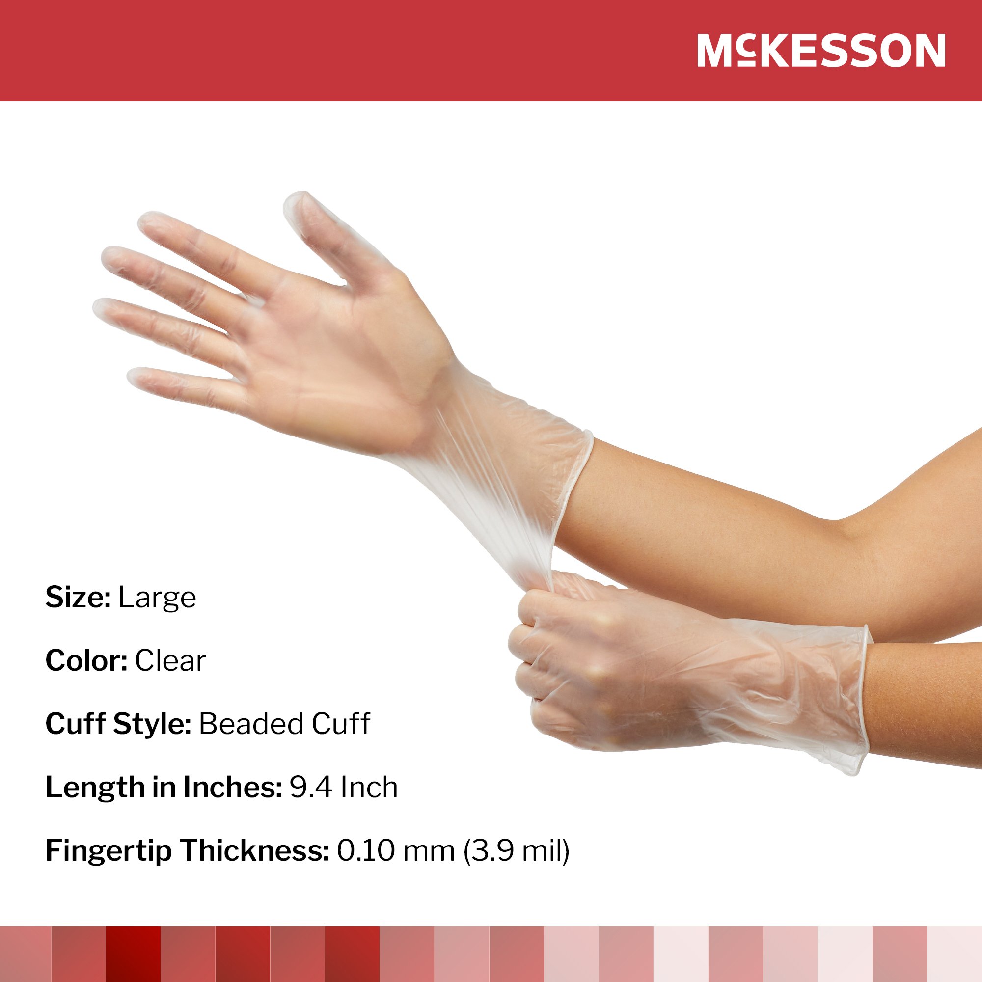 McKesson Vinyl Exam Glove, Large, Clear - Image 2