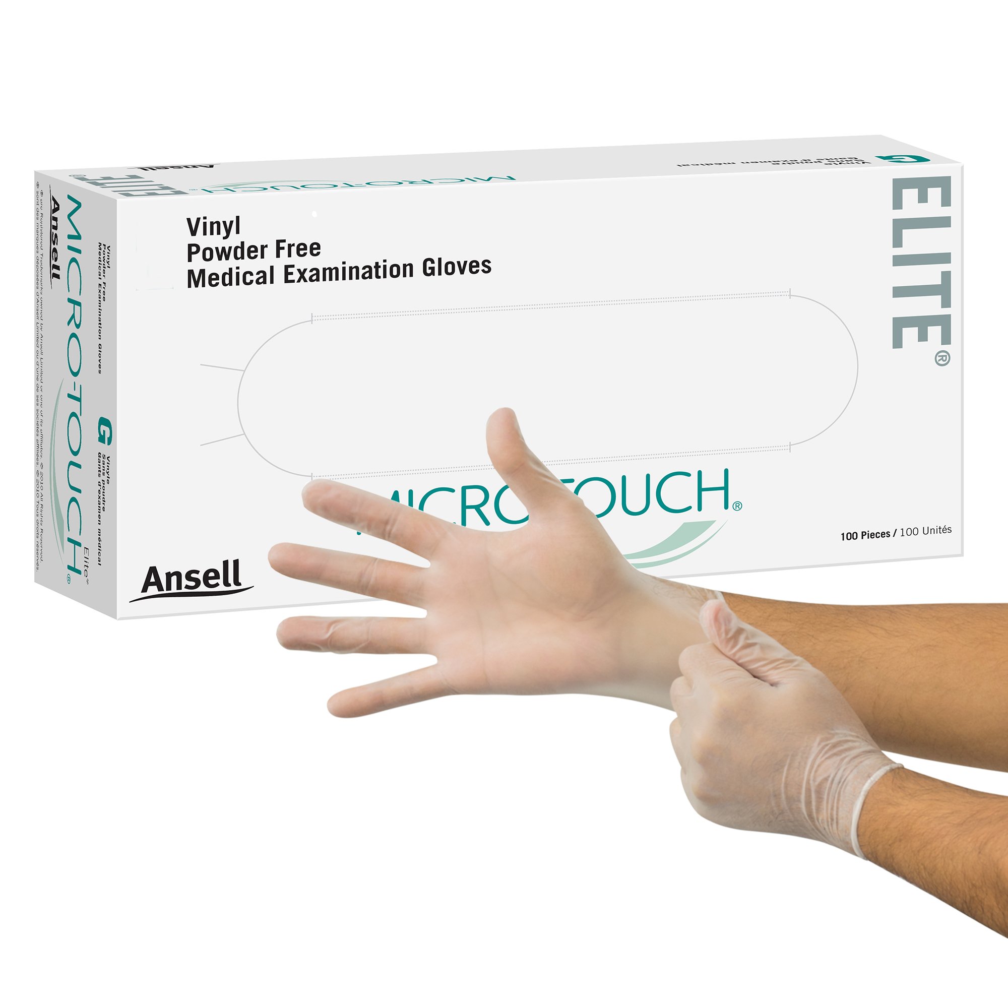 Micro-Touch® Elite® Stretch Vinyl Exam Glove, Medium, Ivory
