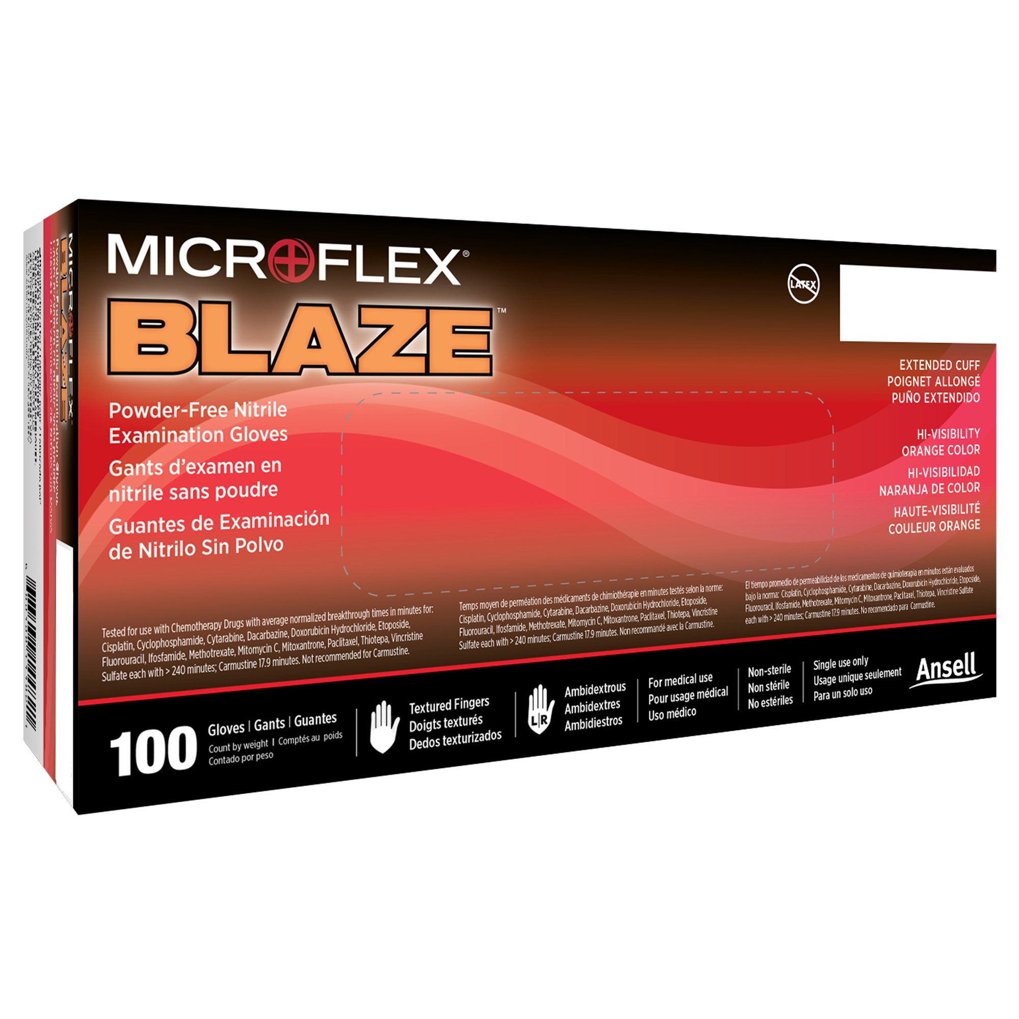 Microflex® Blaze® Nitrile Exam Glove, Extra Large, Orange - Image 2