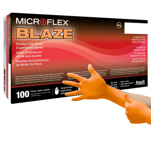 Microflex® Blaze® Nitrile Exam Glove, Large, Orange