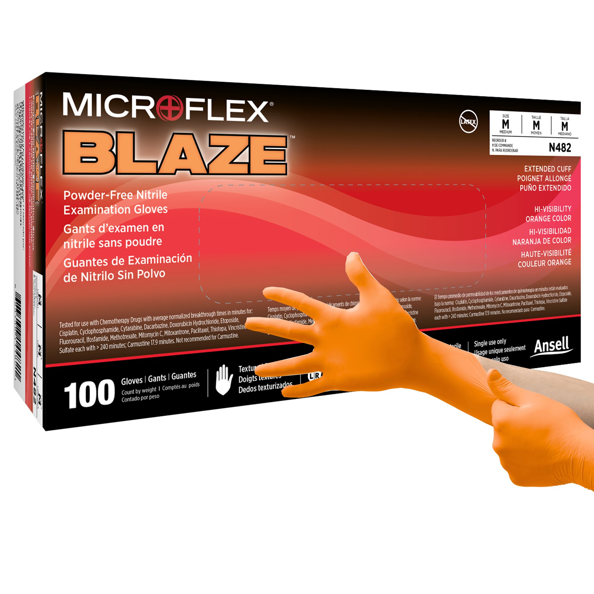 Microflex® Blaze® Nitrile Exam Glove, Medium, Orange