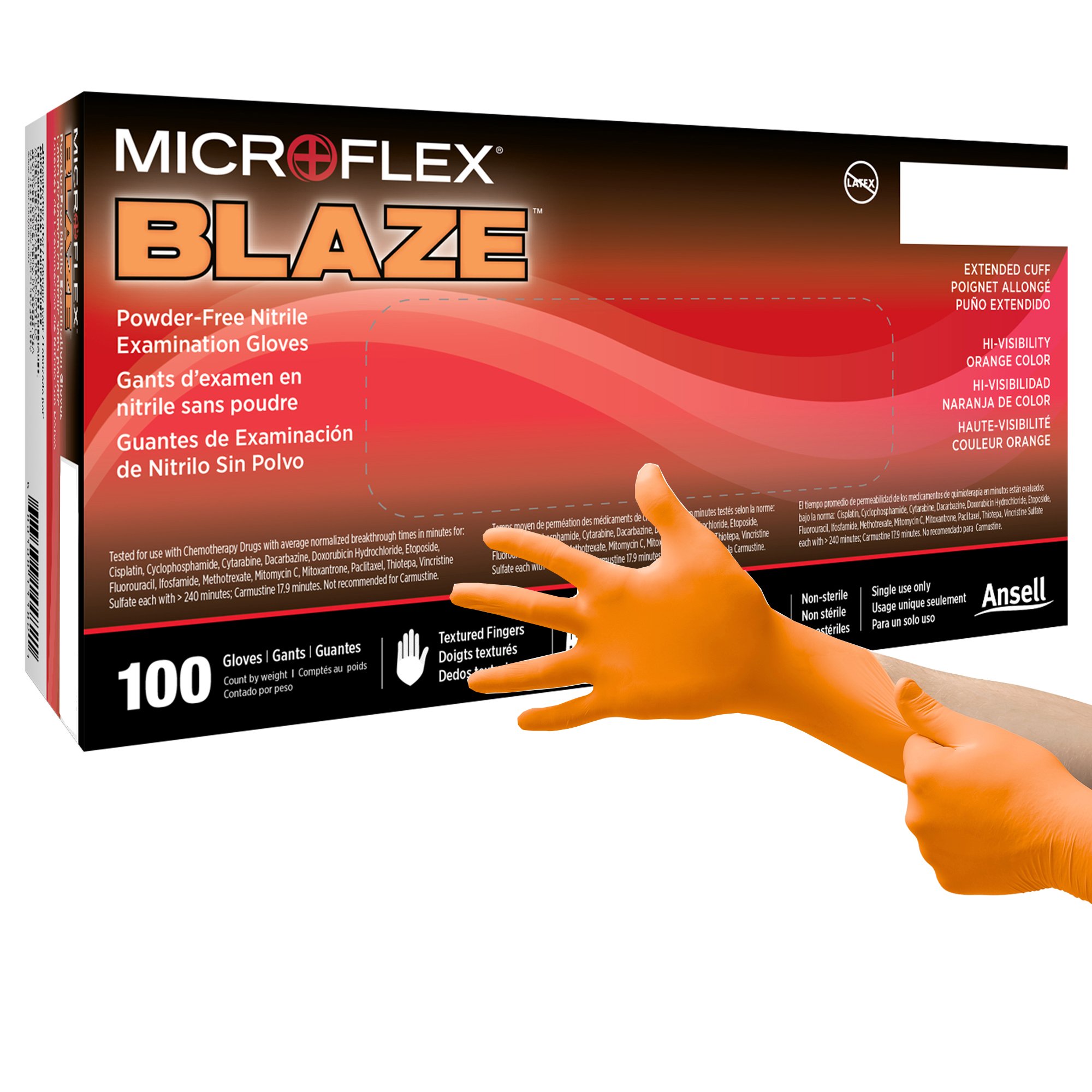 Microflex® Blaze® Nitrile Exam Glove, Small, Orange