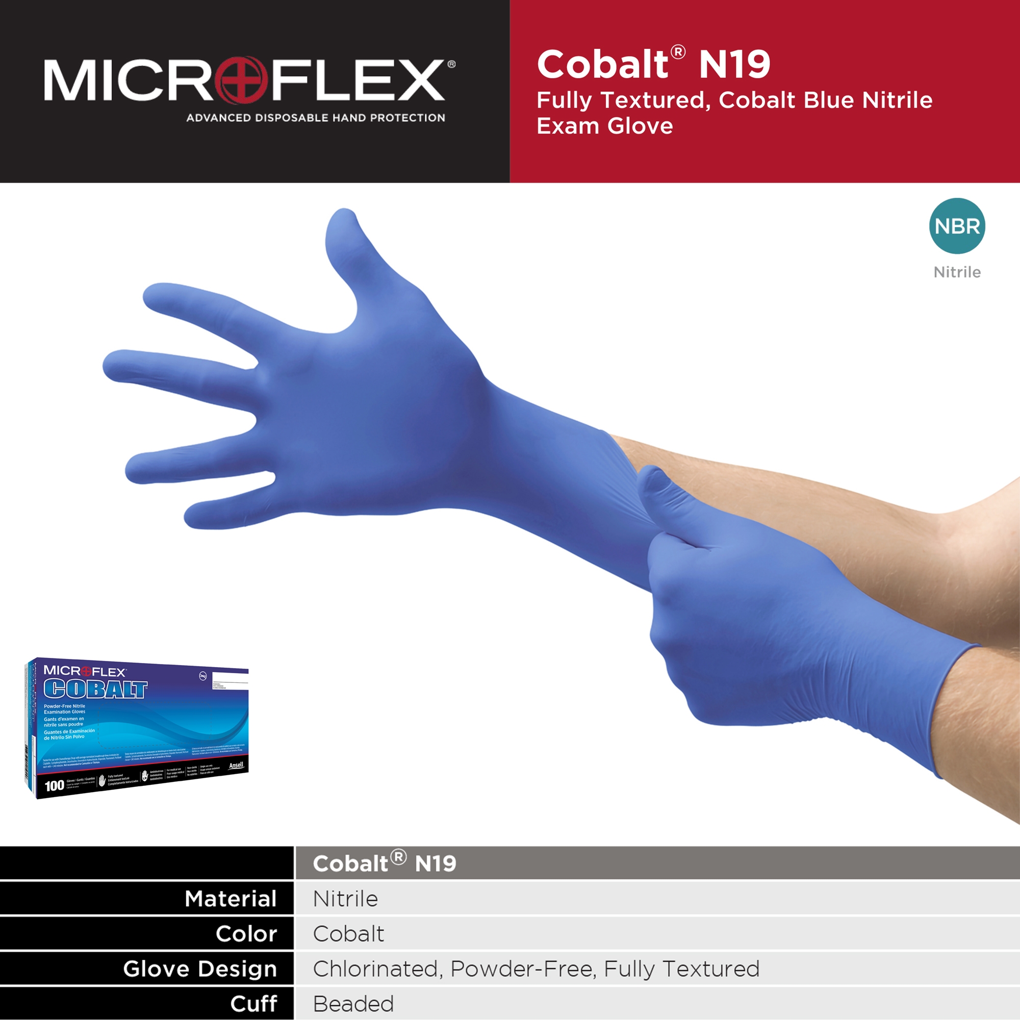 Microflex® Cobalt® Nitrile Exam Glove, Extra Large, Blue - Image 5