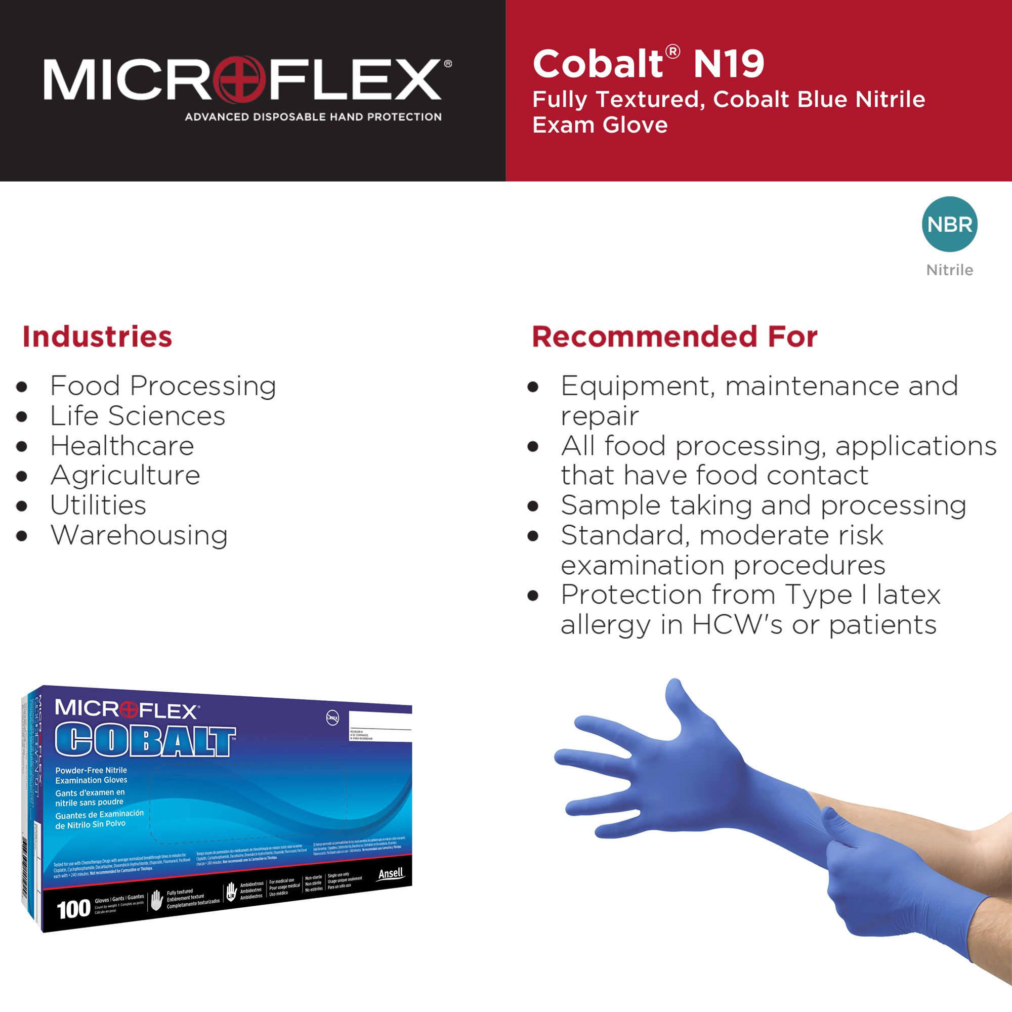 Microflex® Cobalt® Nitrile Exam Glove, Medium, Blue - Image 4