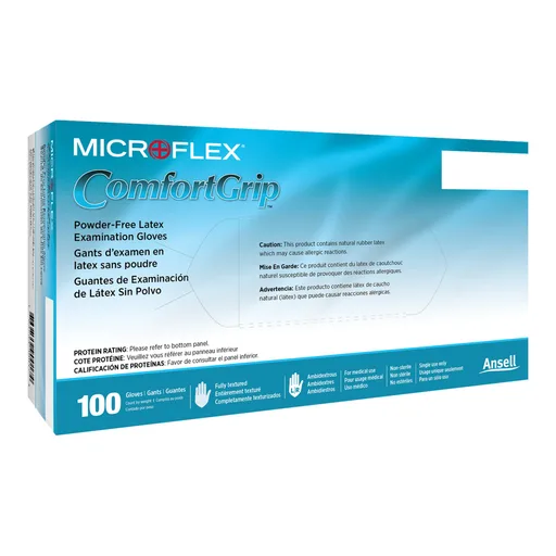 Microflex® ComfortGrip™ Latex Gloves, Large, Natural
