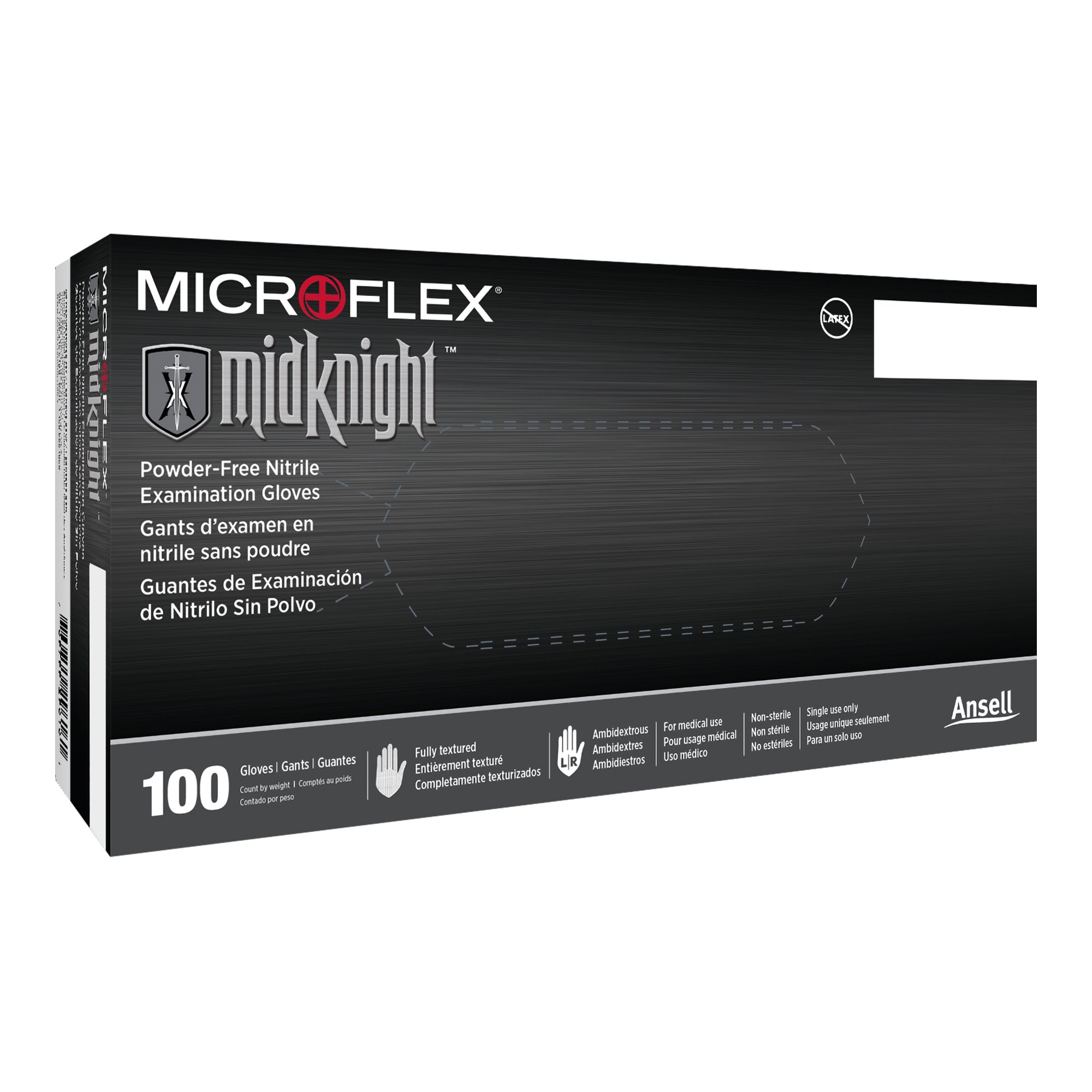 Microflex® MidKnight™ Nitrile Exam Glove, 2X-Large, Black