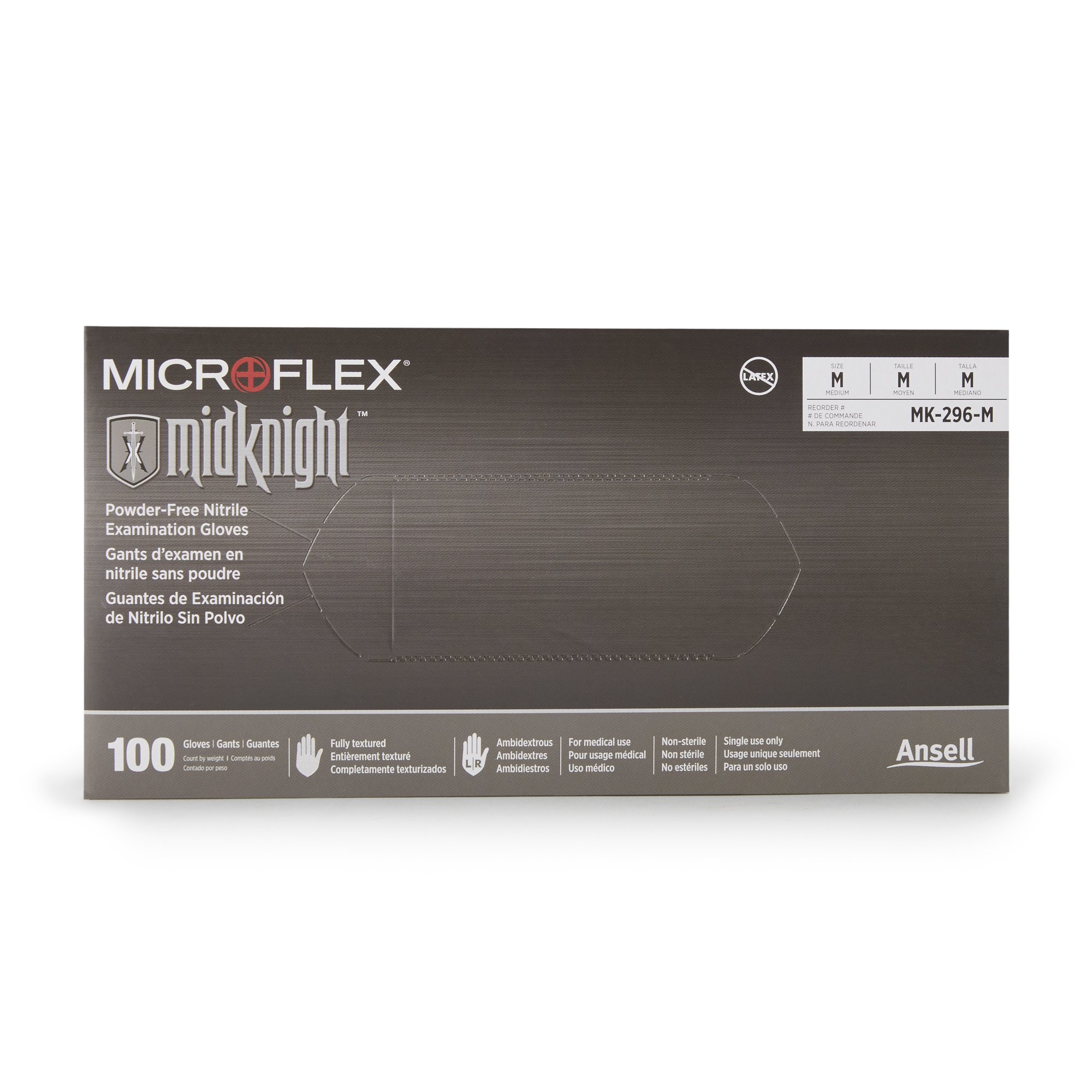 Microflex® Midknight™ Nitrile Exam Glove, Medium, Black - Image 2