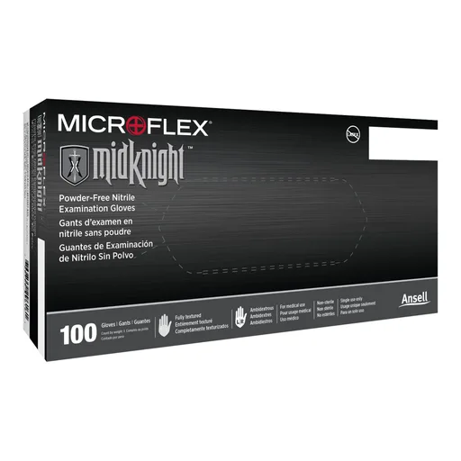 Microflex® Midknight™ Nitrile Exam Glove, Small, Black