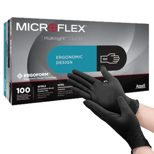 Microflex® MidKnight™ Touch 93-736 Nitrile Exam Glove, 2X-Large, Black