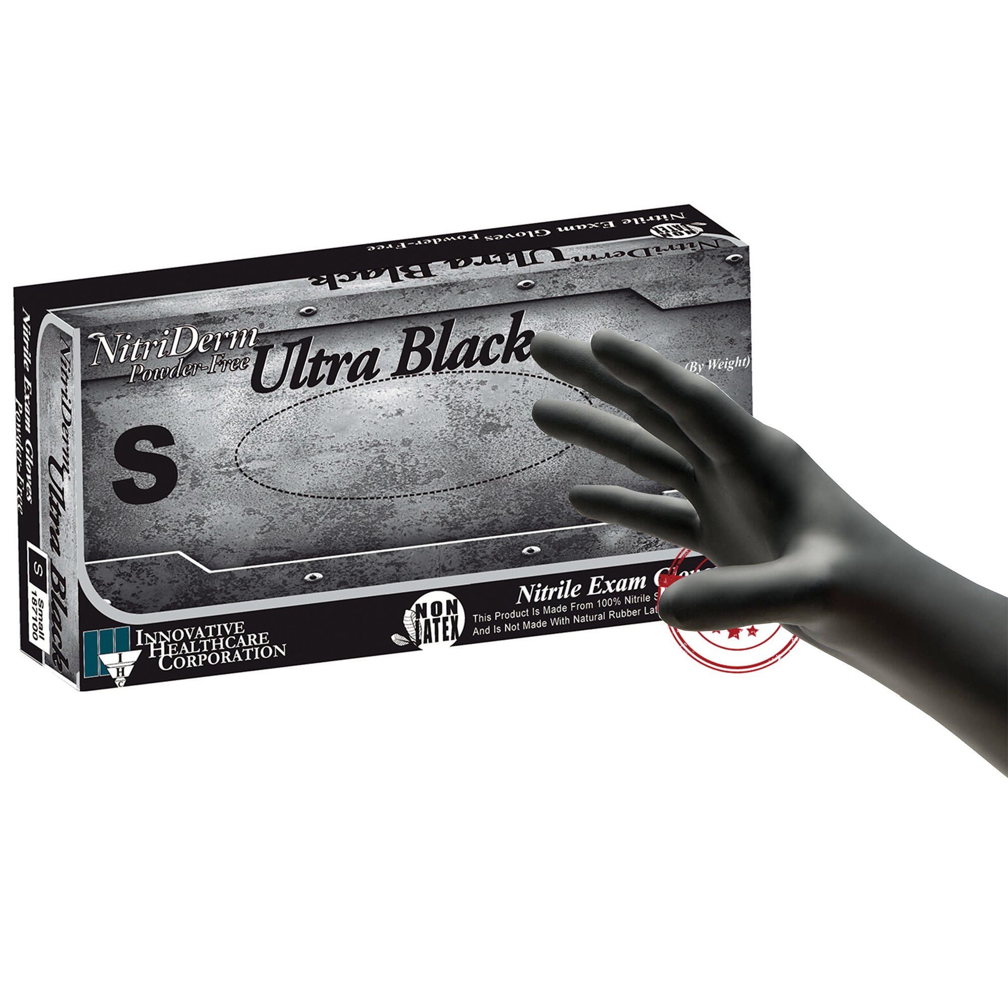 NitriDerm® Ultra Black Nitrile Exam Glove, Small, Black