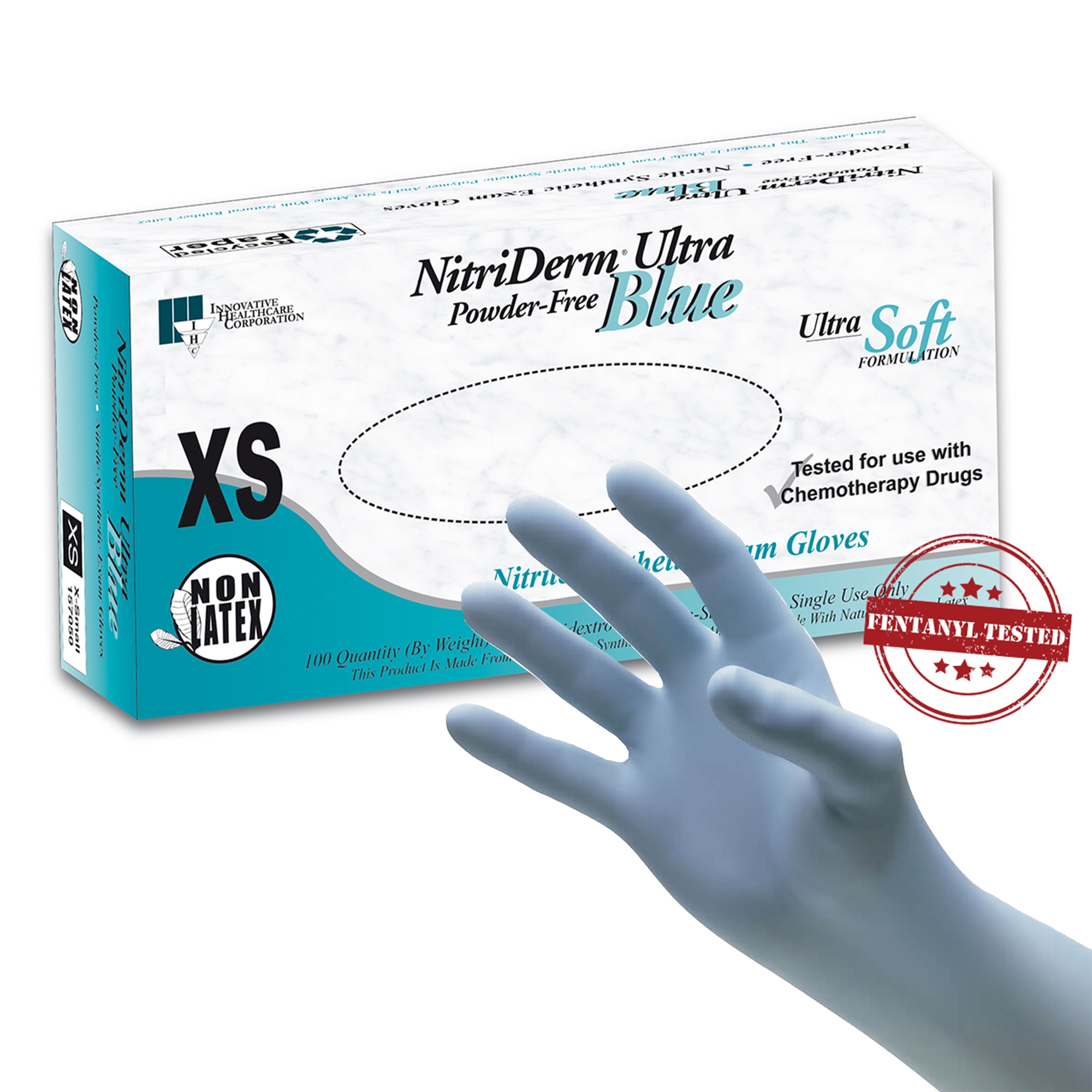 NitriDerm® Ultra Blue Exam Glove, Extra Small, Light Blue