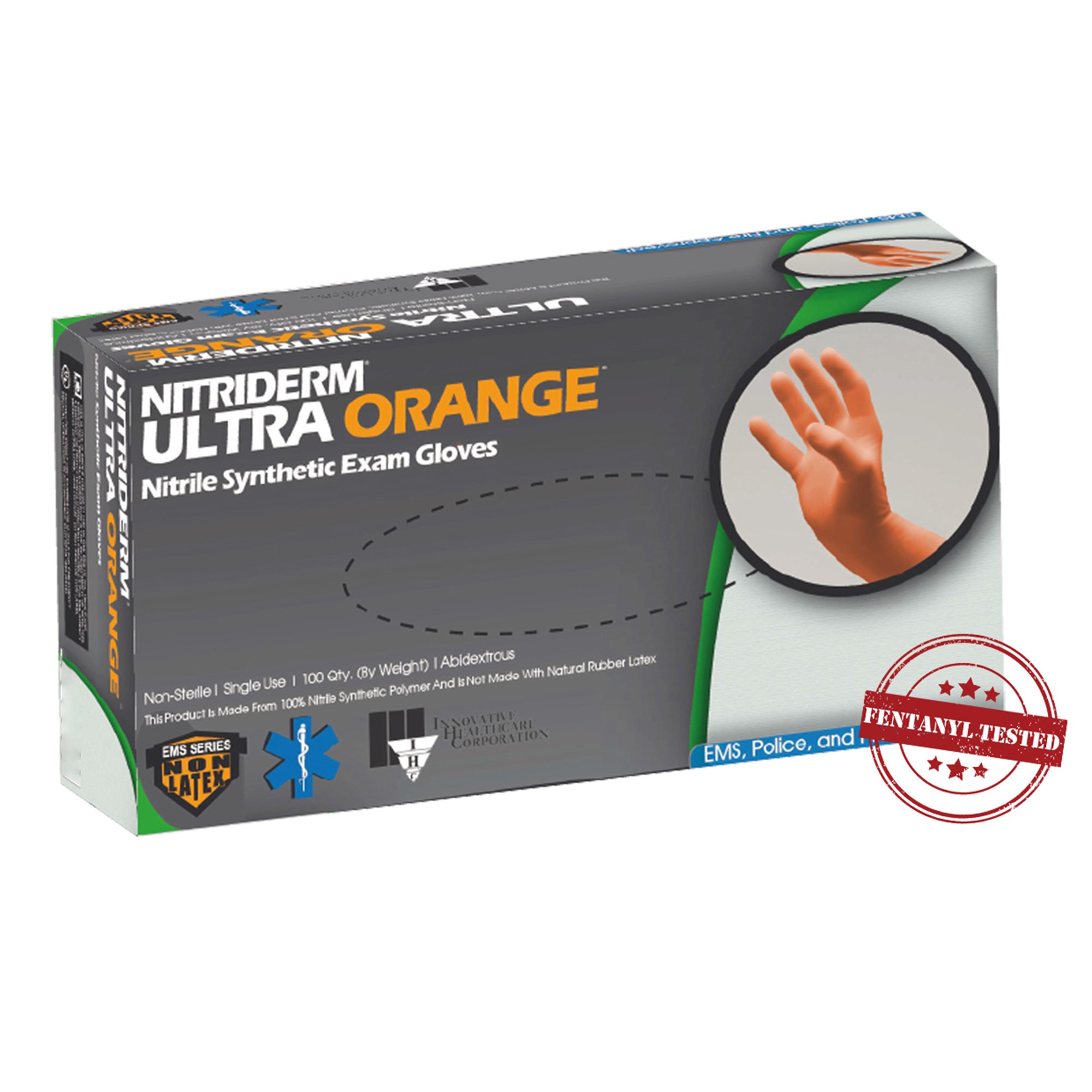 NitriDerm® Ultra Orange™ Nitrile Exam Glove, Large, Orange - Image 2