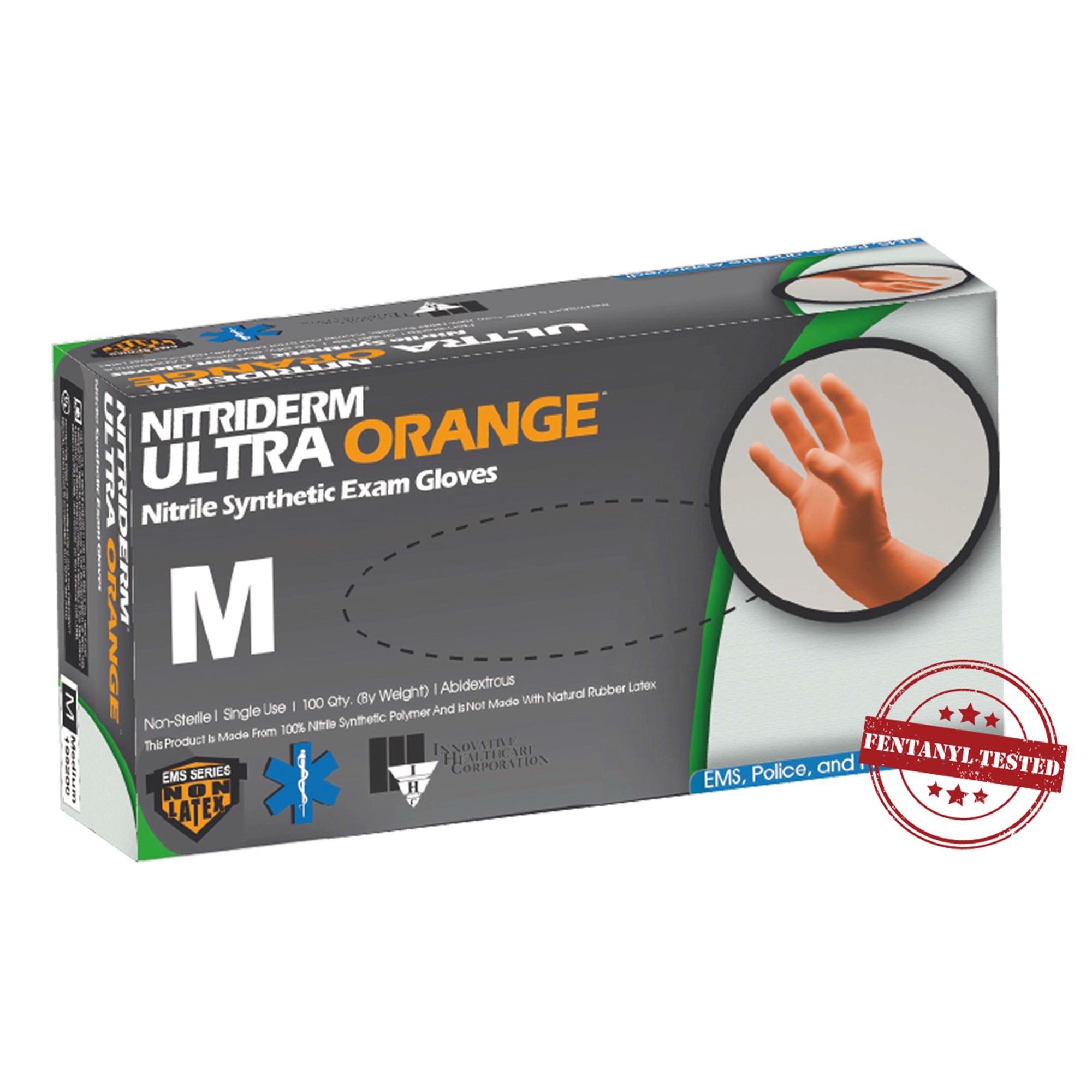 NitriDerm® Ultra Orange™ Nitrile Exam Glove, Medium, Orange - Image 2